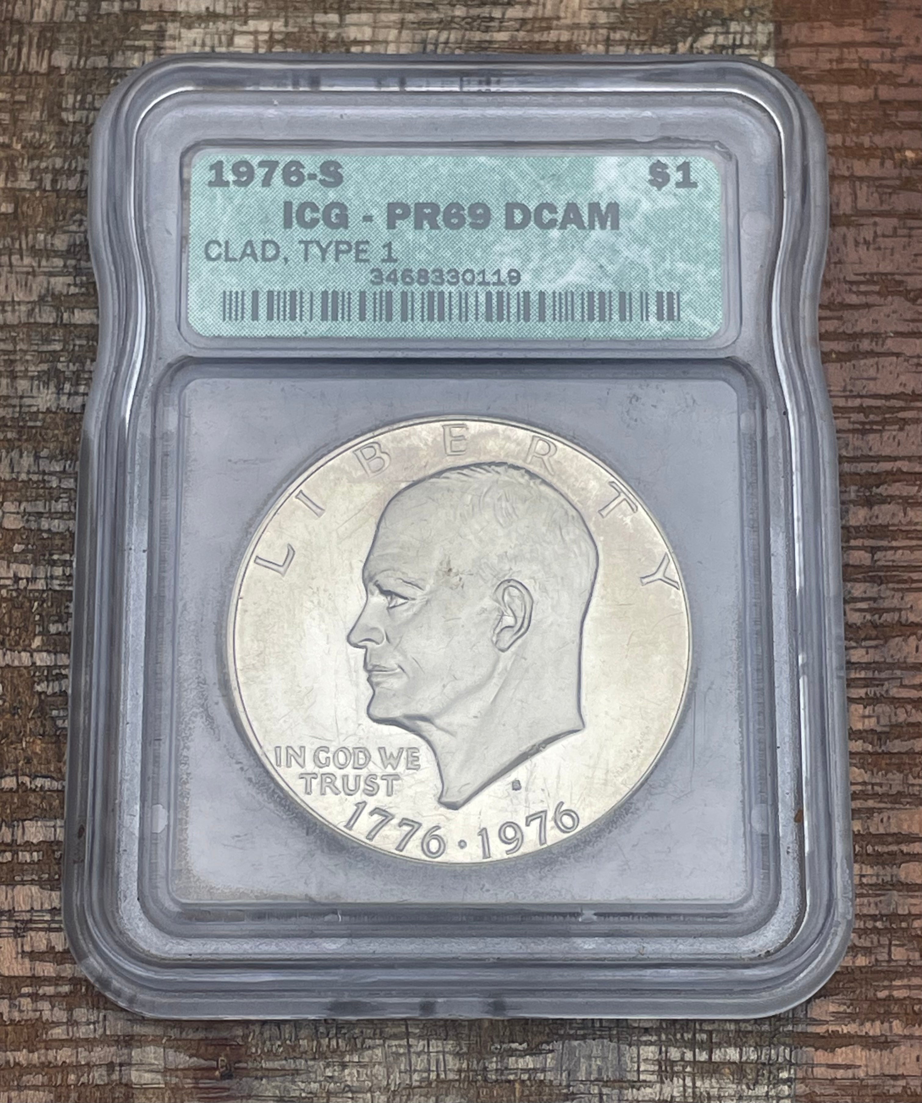 1976-S $1 US Eisenhower Dollar ~ ICG PR69 DCAM ~ CLAD Type-I