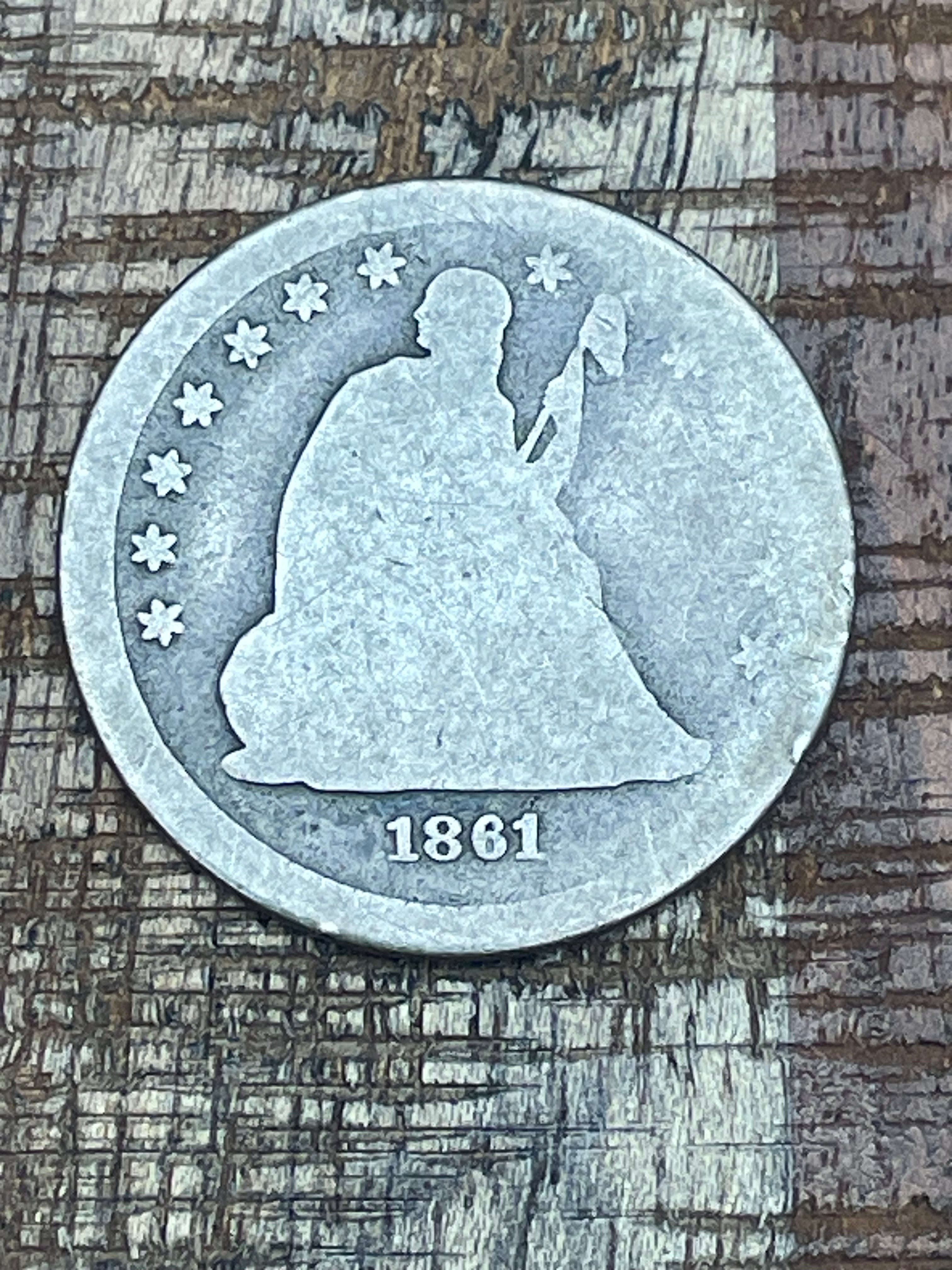 1861 25c US Seated Liberty Quarter