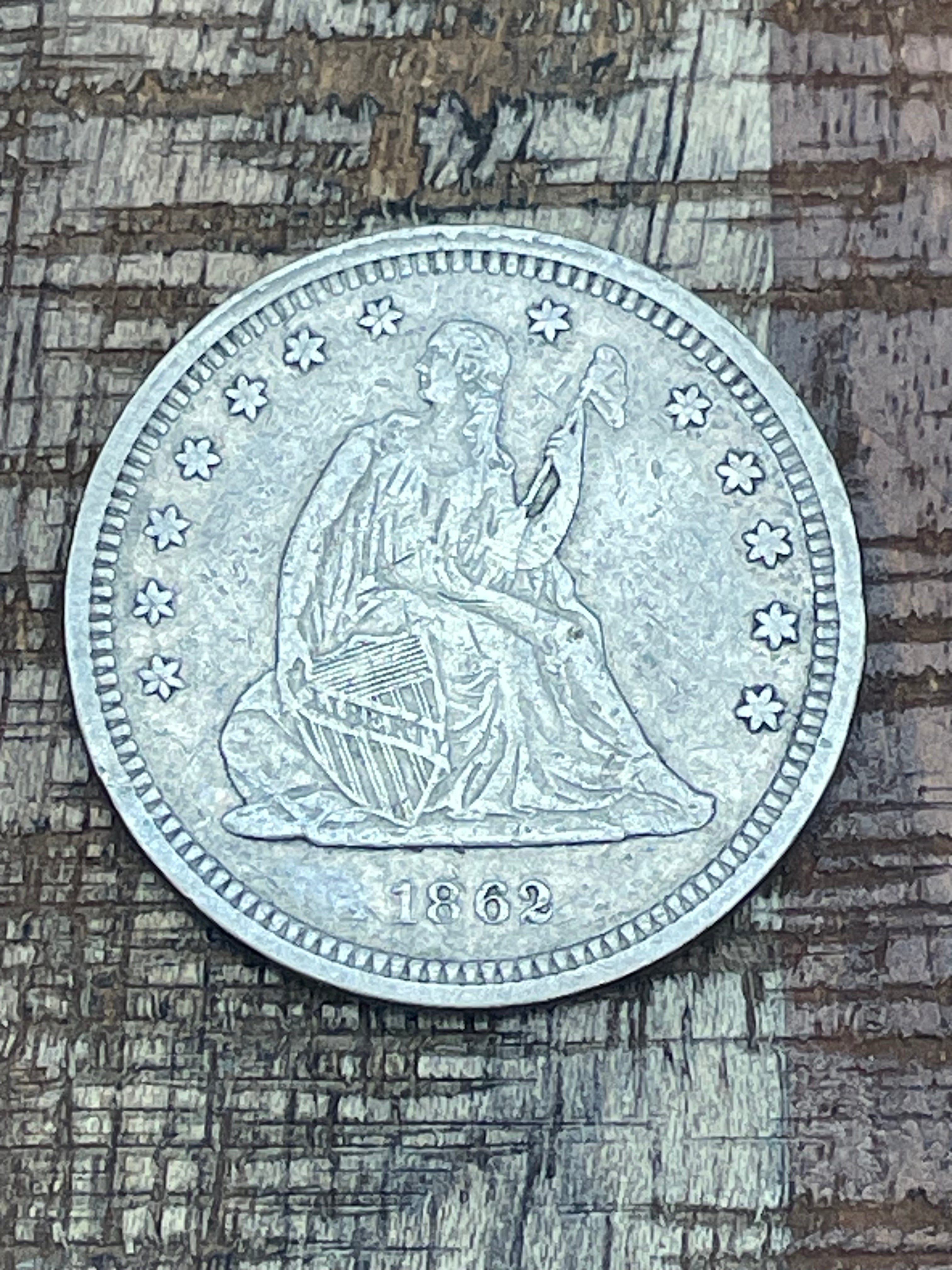 1862 25c US Seated Liberty Quarter