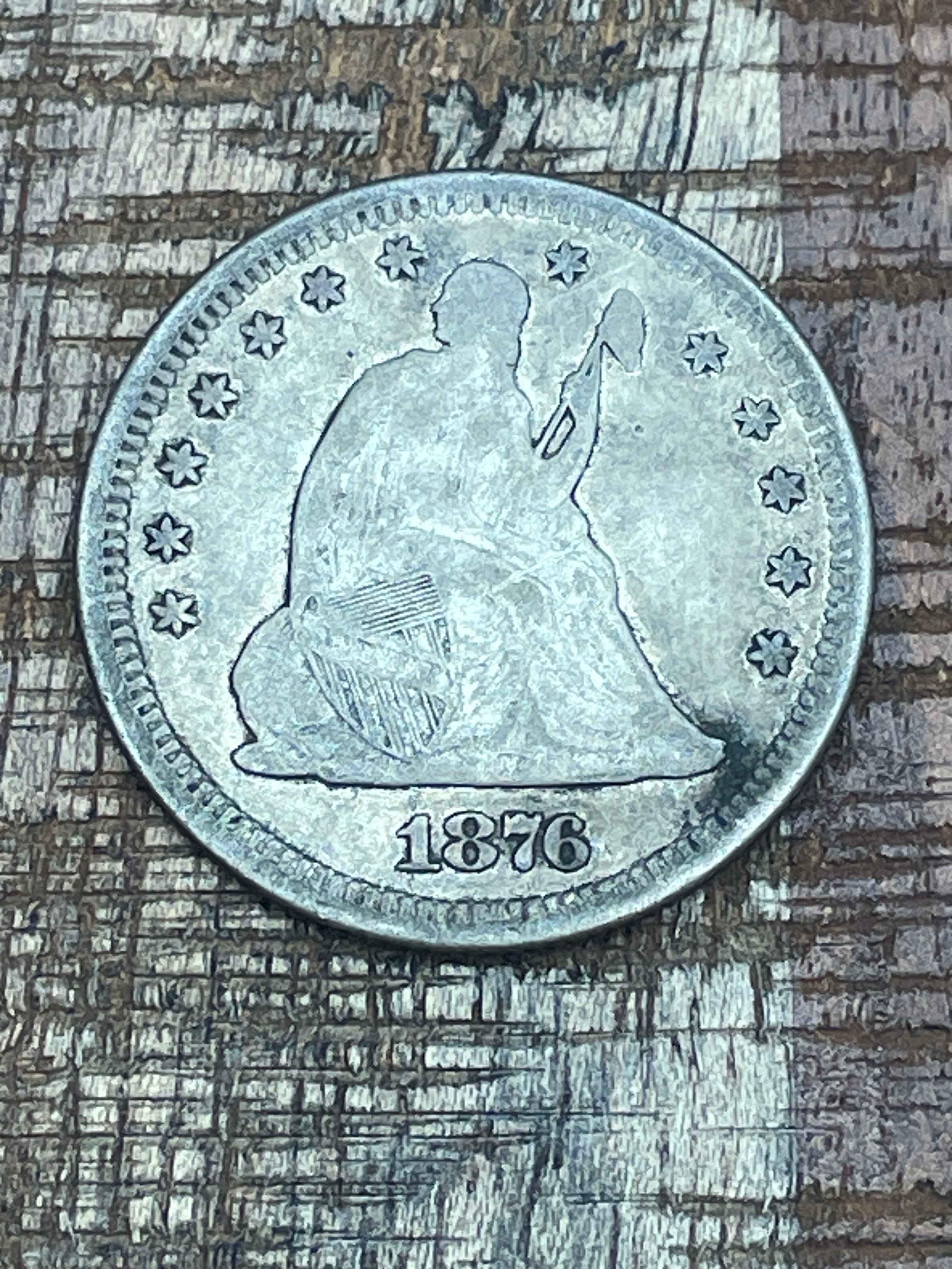 1876 25c US Seated Liberty Quarter
