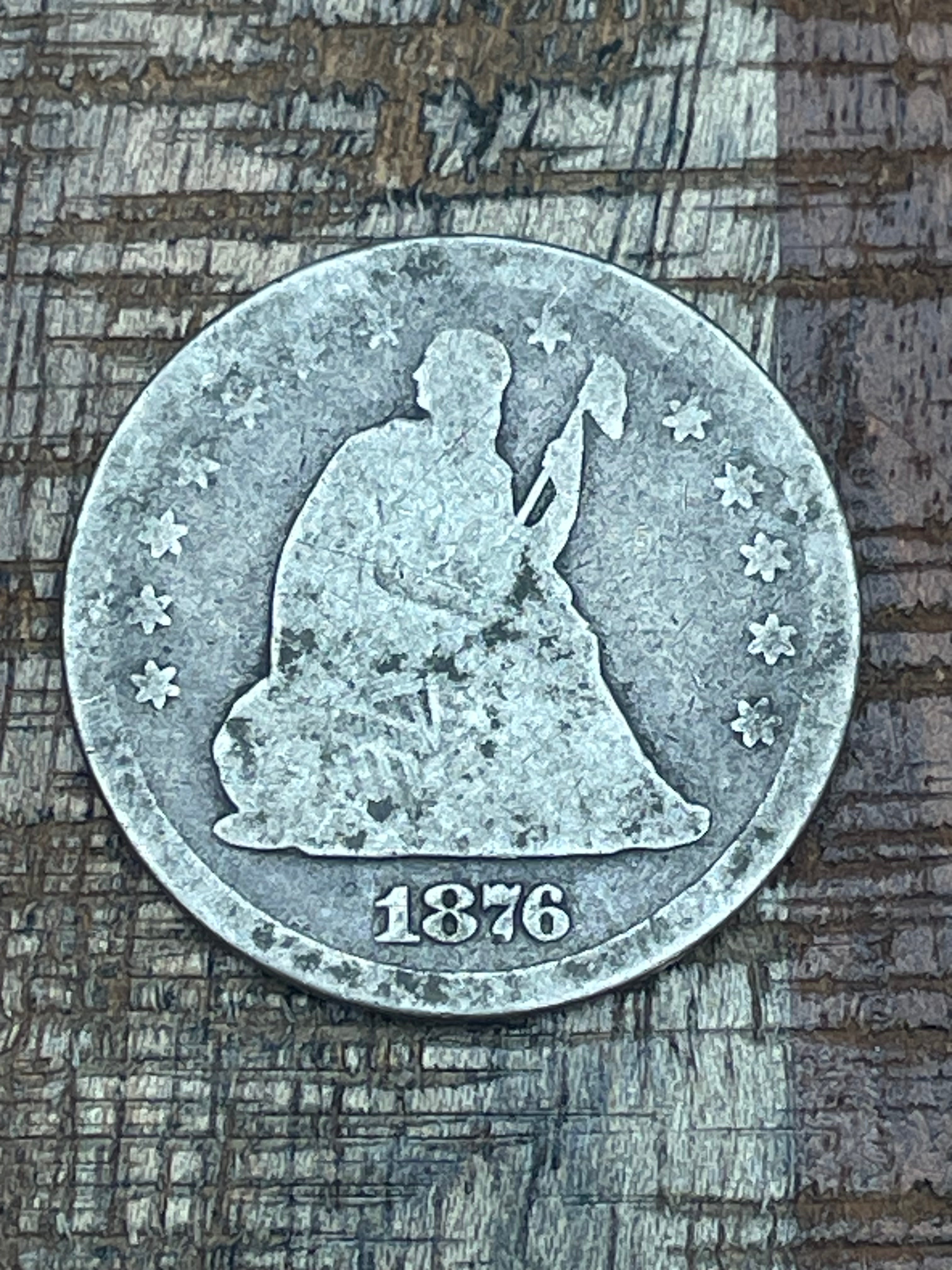 1876 25c US Seated Liberty Quarter