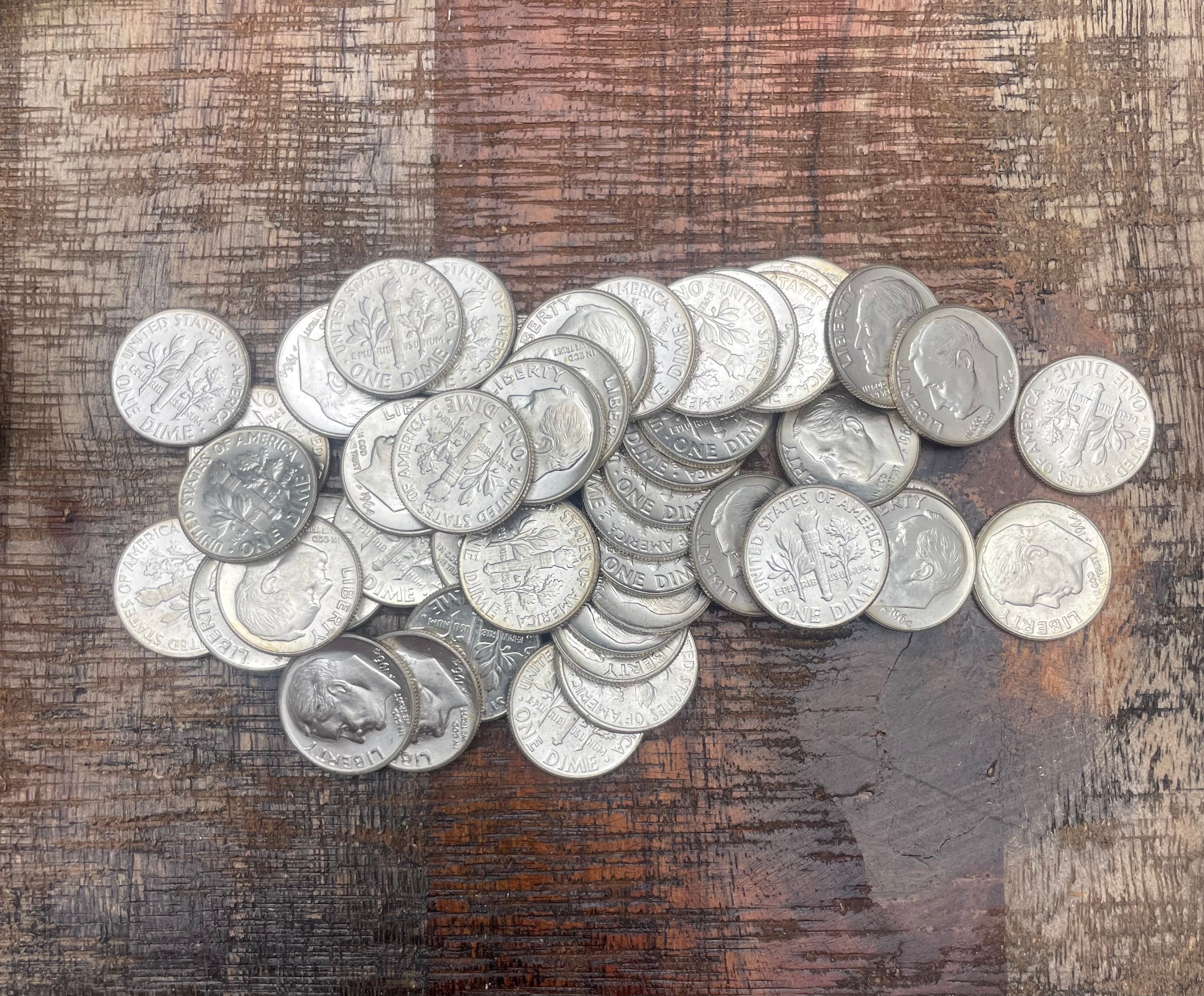 1964 $5 Roll of Uncirculated Dimes - 90% Silver - 50 Dimes