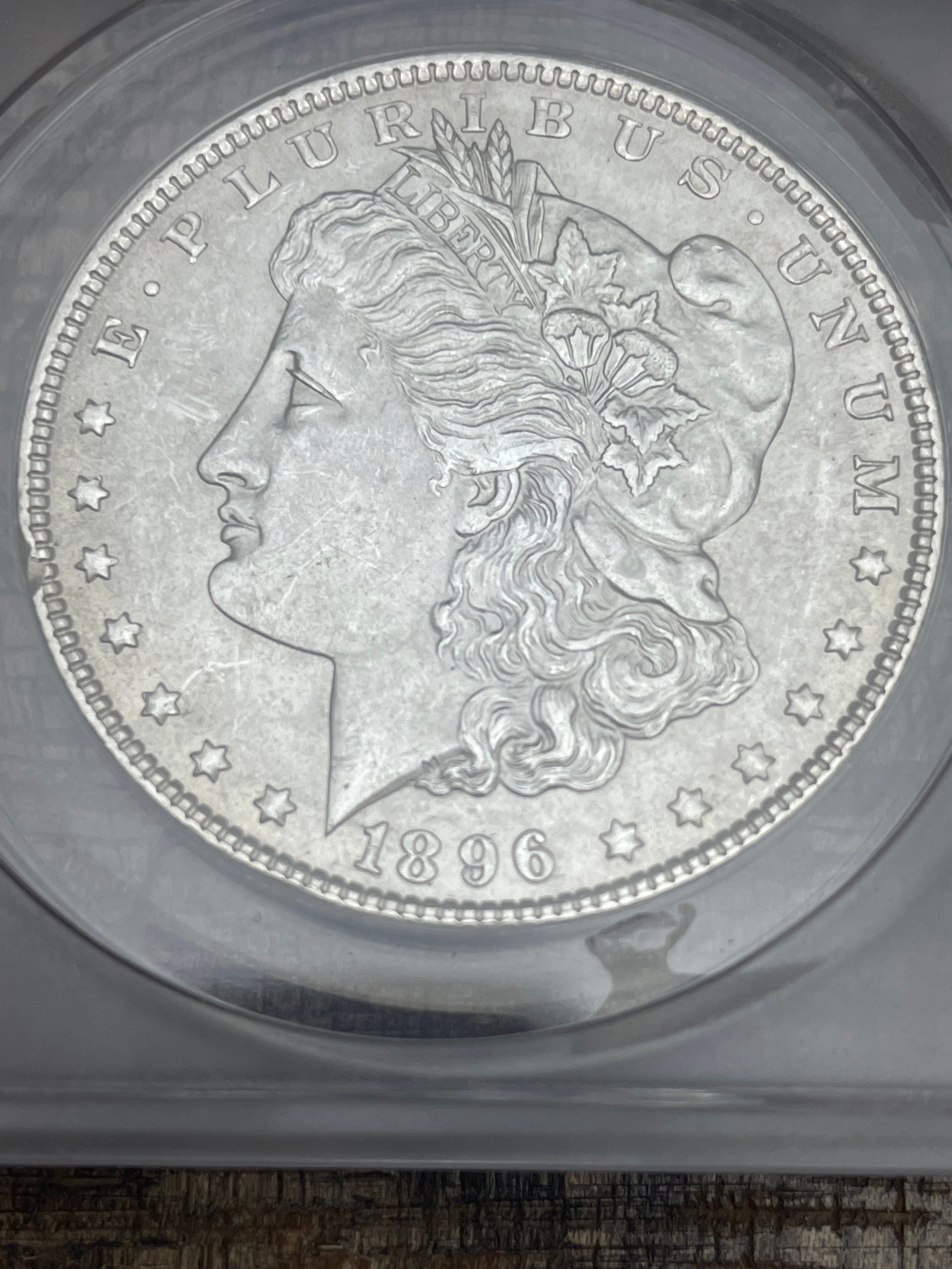 1896 $1 US Morgan Silver Dollar ~ ANACS MS-63
