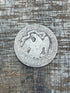 1877 25c US Seated Liberty Quarter ~ Poor condition unable to see a mint mark