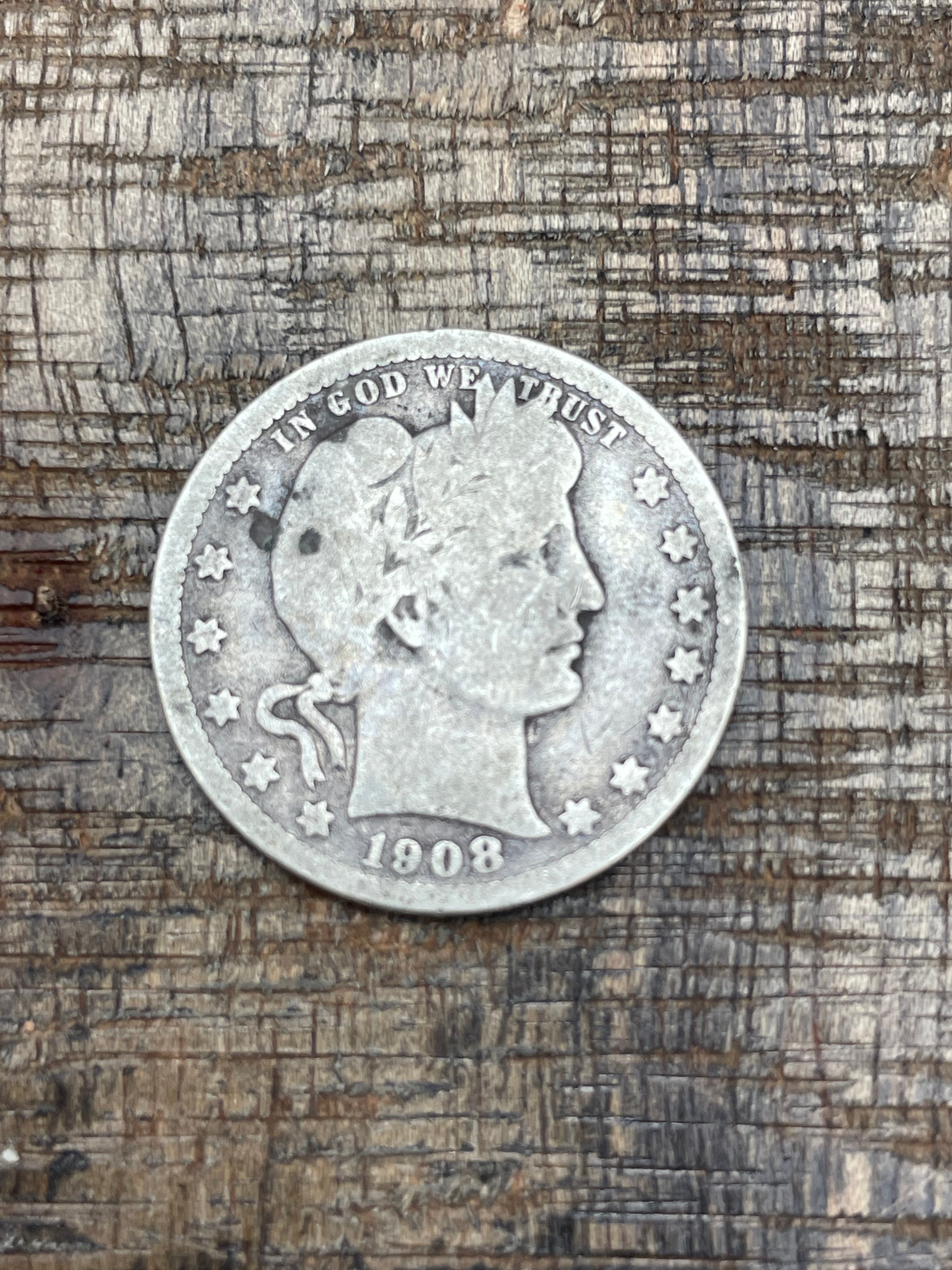 1908 25C US Barber Quarter