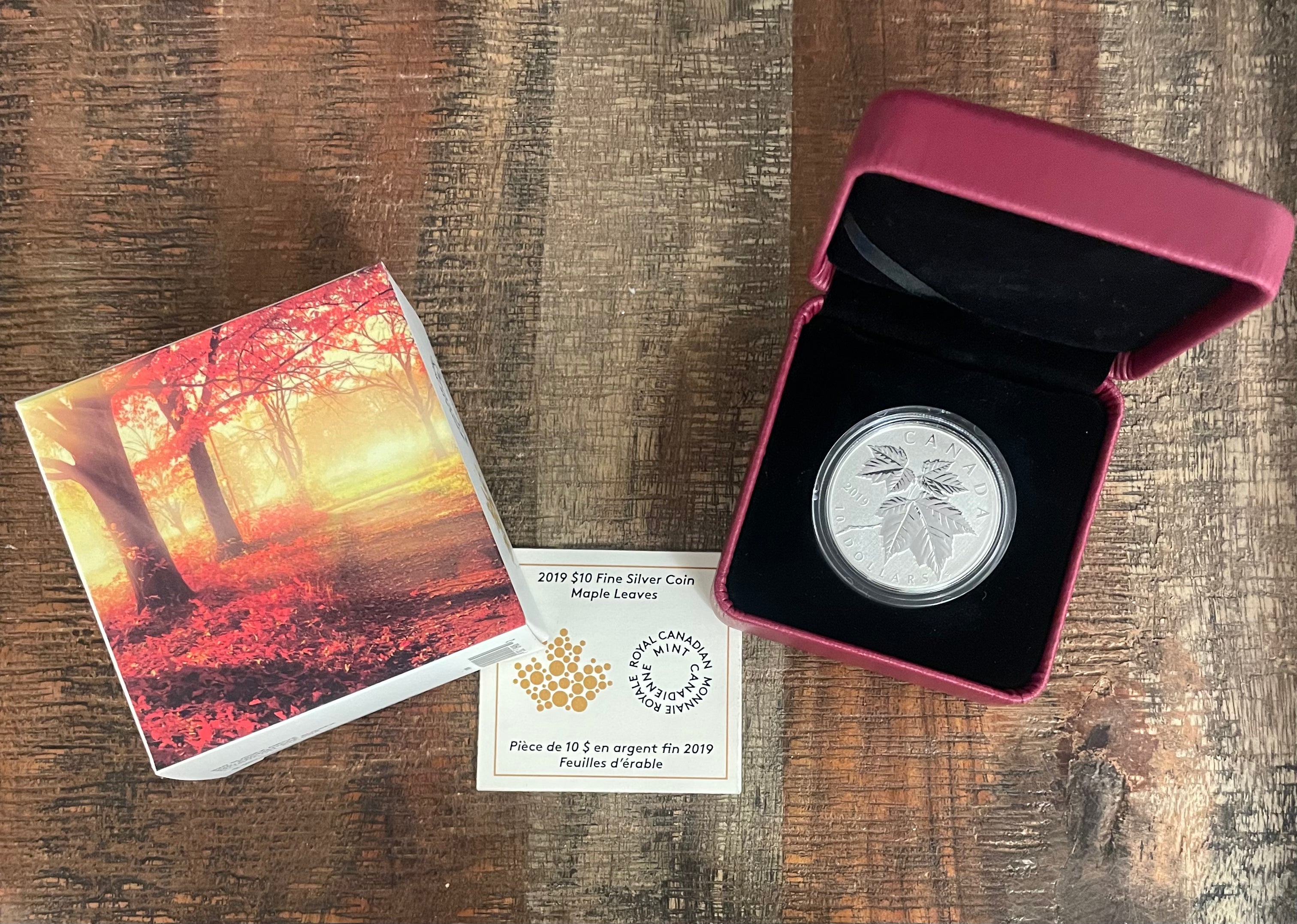 2019 $10 Reverse Proof Red Maple Leaf Twig ~ 1/2 oz of .9999 Silver ~  In OGP with COA