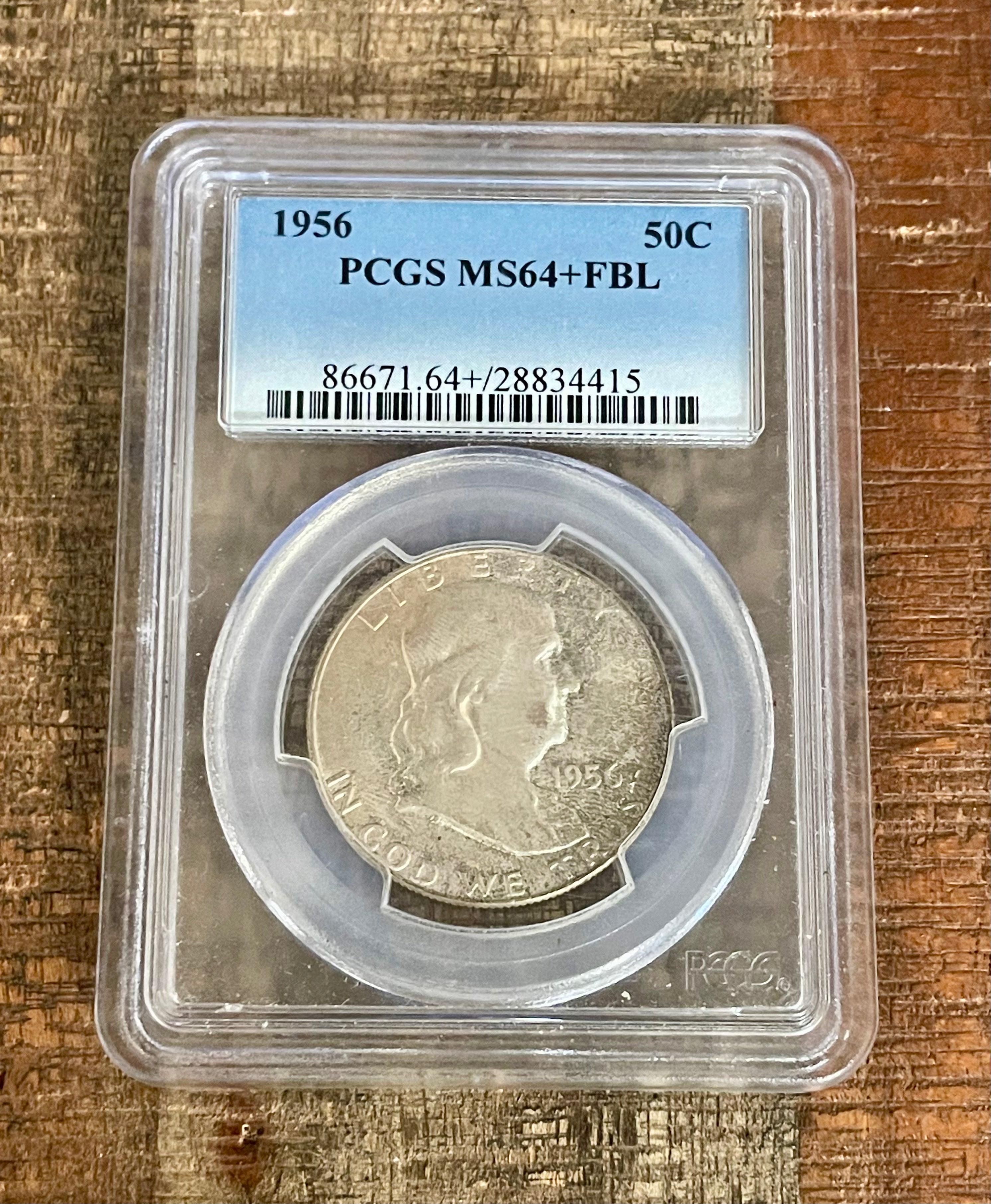 1956 50c Franklin Half Dollar PCGS MS64 +FBL