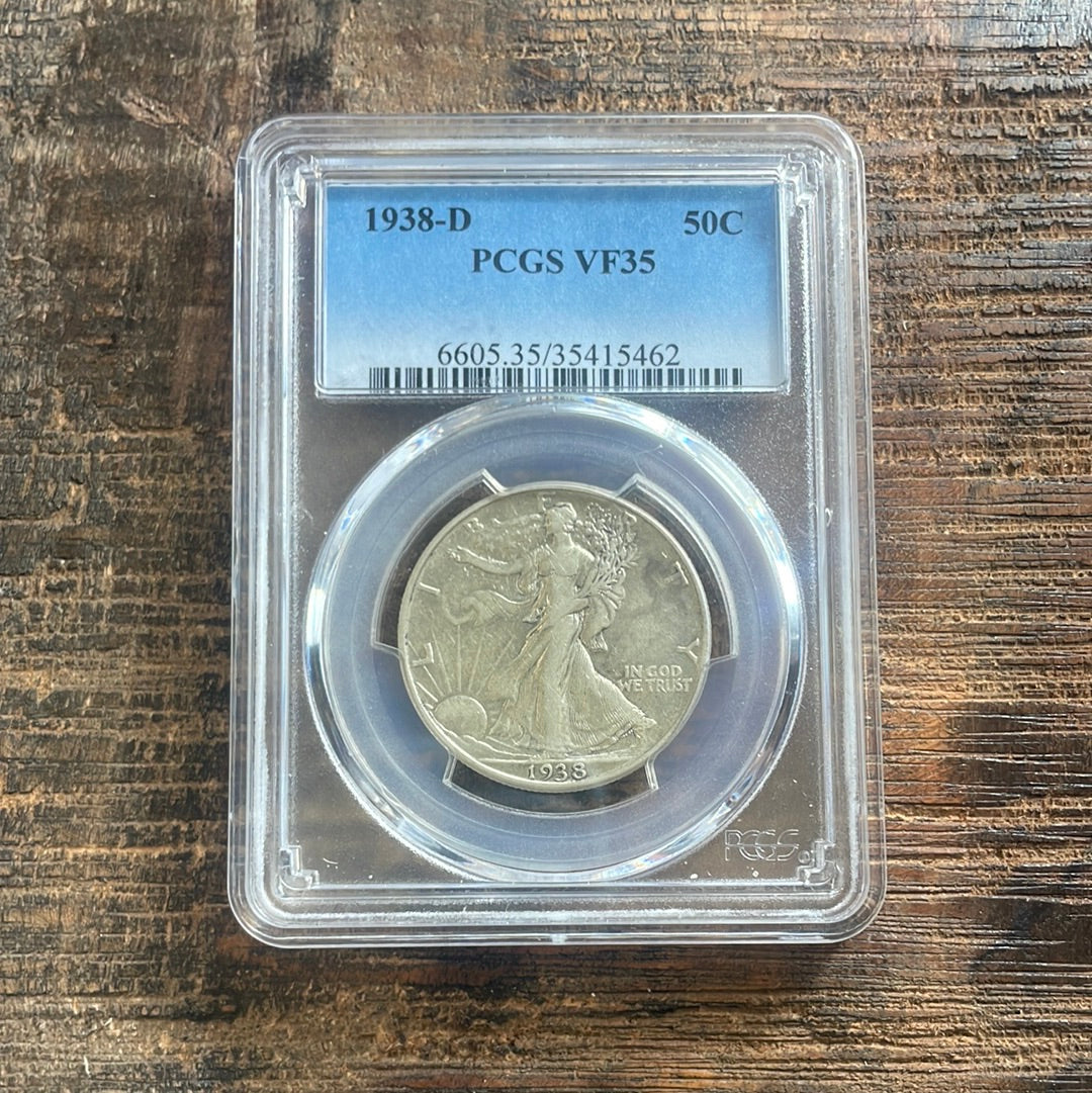 1938-D 50c Walking Liberty Half Dollar PCGS VF35