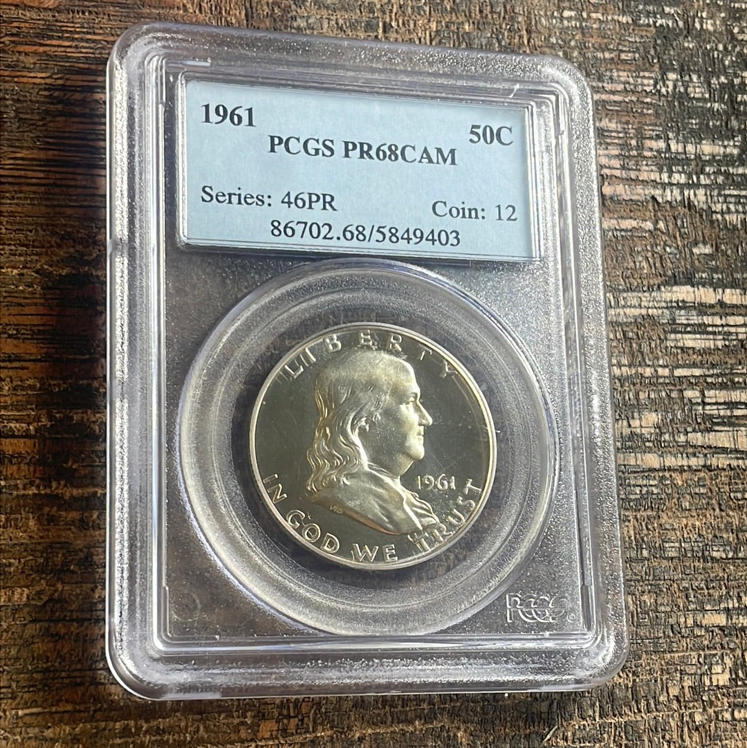 1961 50c Franklin Half Dollar PCGS PR68 CAM