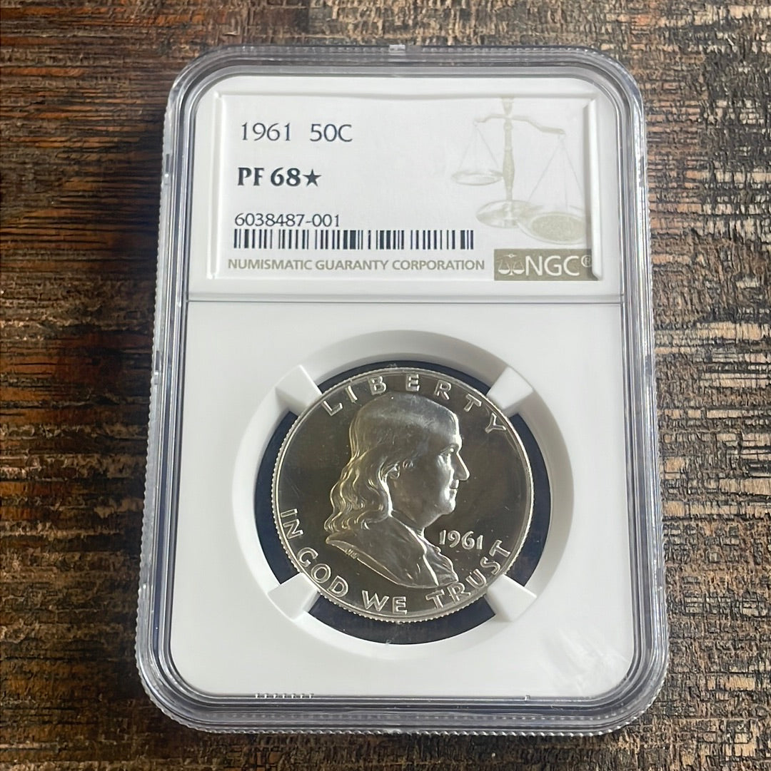 1961 50c Franklin Half Dollar NGC PF68 STAR.