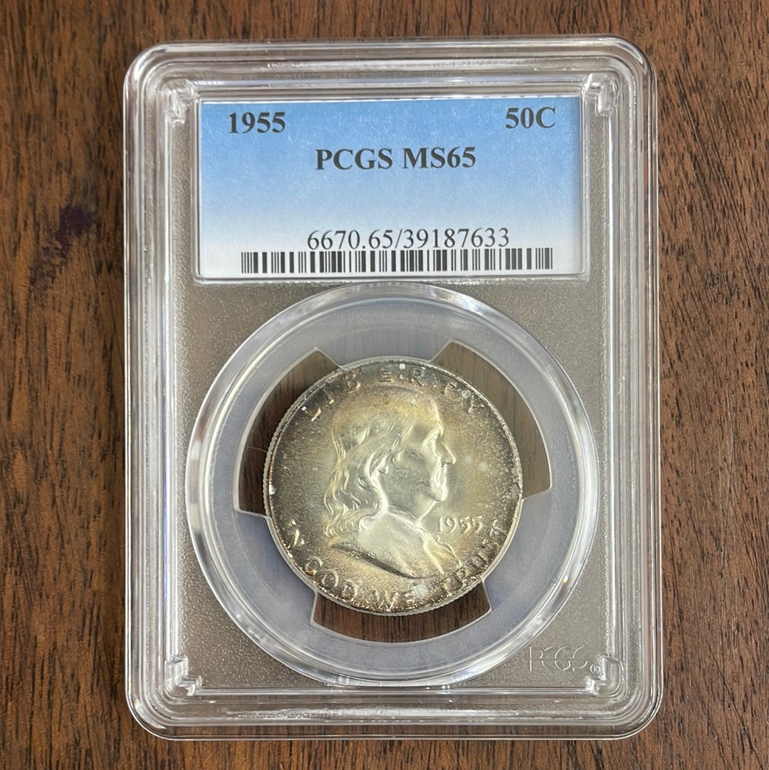 1955 50c Franklin Half Dollar PCGS MS65.