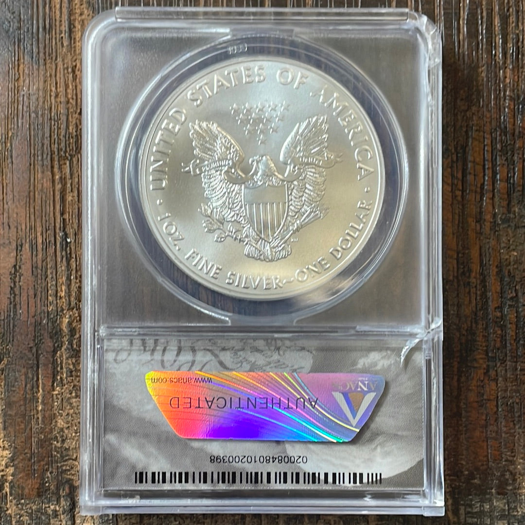 2020-S $1 US American Silver Eagle, Emergency Production, Struck at San Francisco Mint, A first strike coin, ANACS MS69