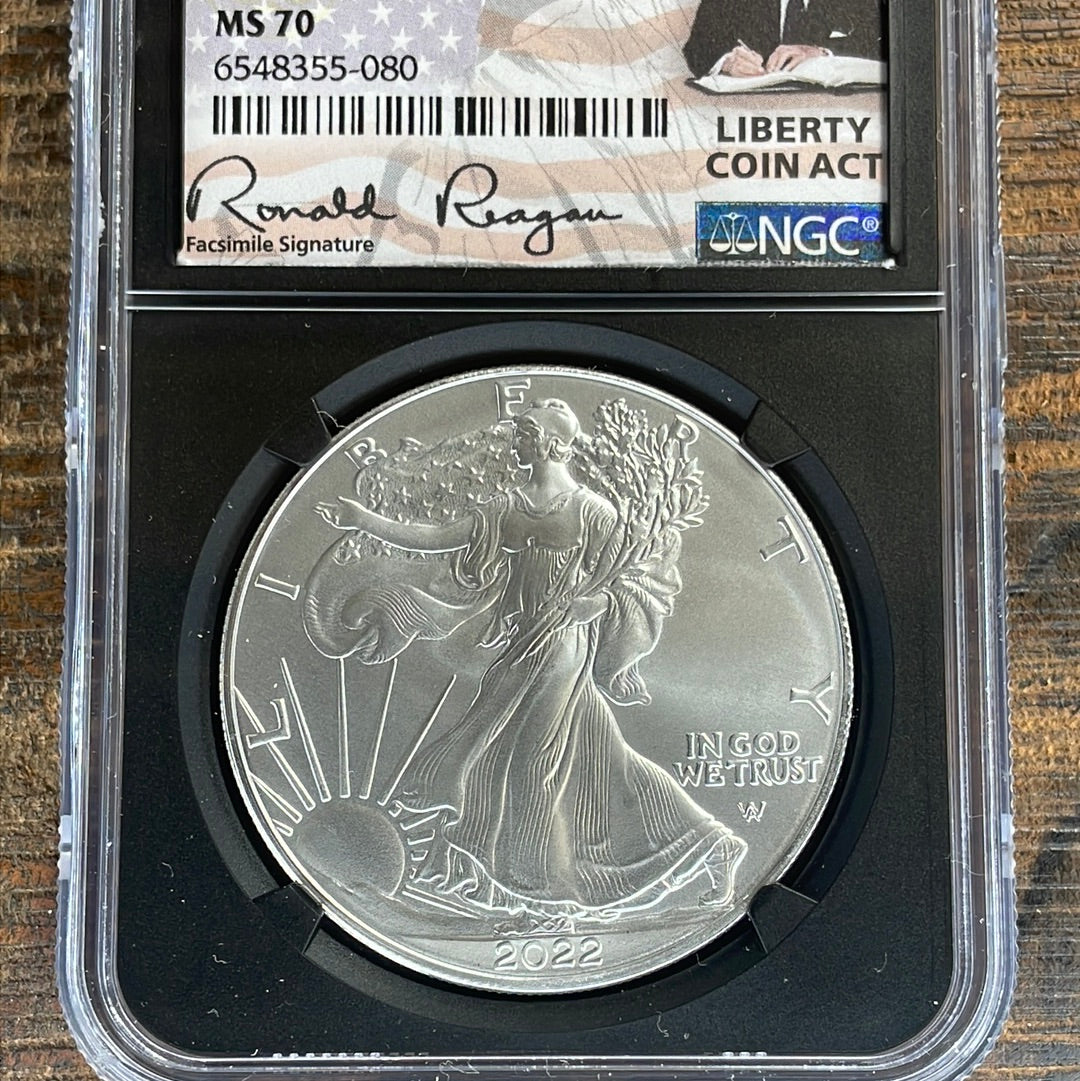 2022 US $1 American Silver Eagle Early Releases  NGC MS70 Ronald Reagan