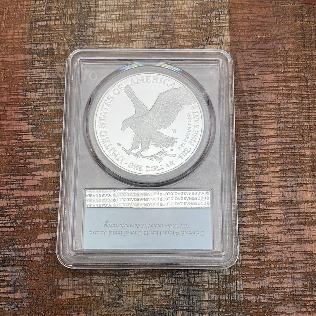 2022-W $1 US American Silver Eagle, First Strike, PCGS PR70 Deep Cameo