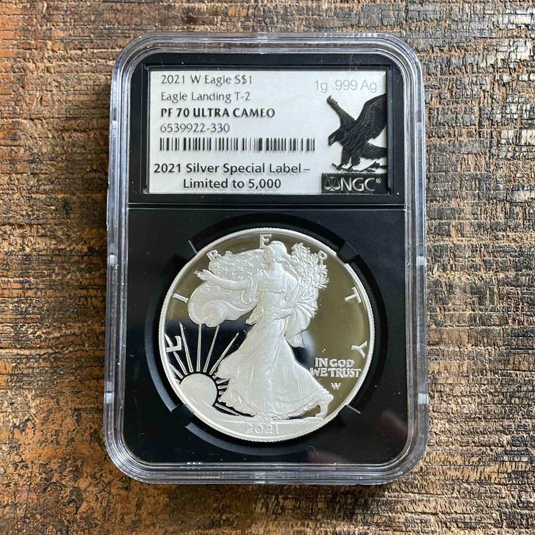 2021-W $1 American Silver Eagle T-2 NGC PF 70 Ultra Cameo