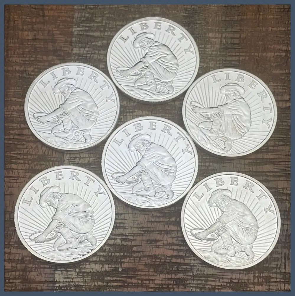 1 Oz California Bear Liberty Gold Miner.999 Silver Round ~ Collectible