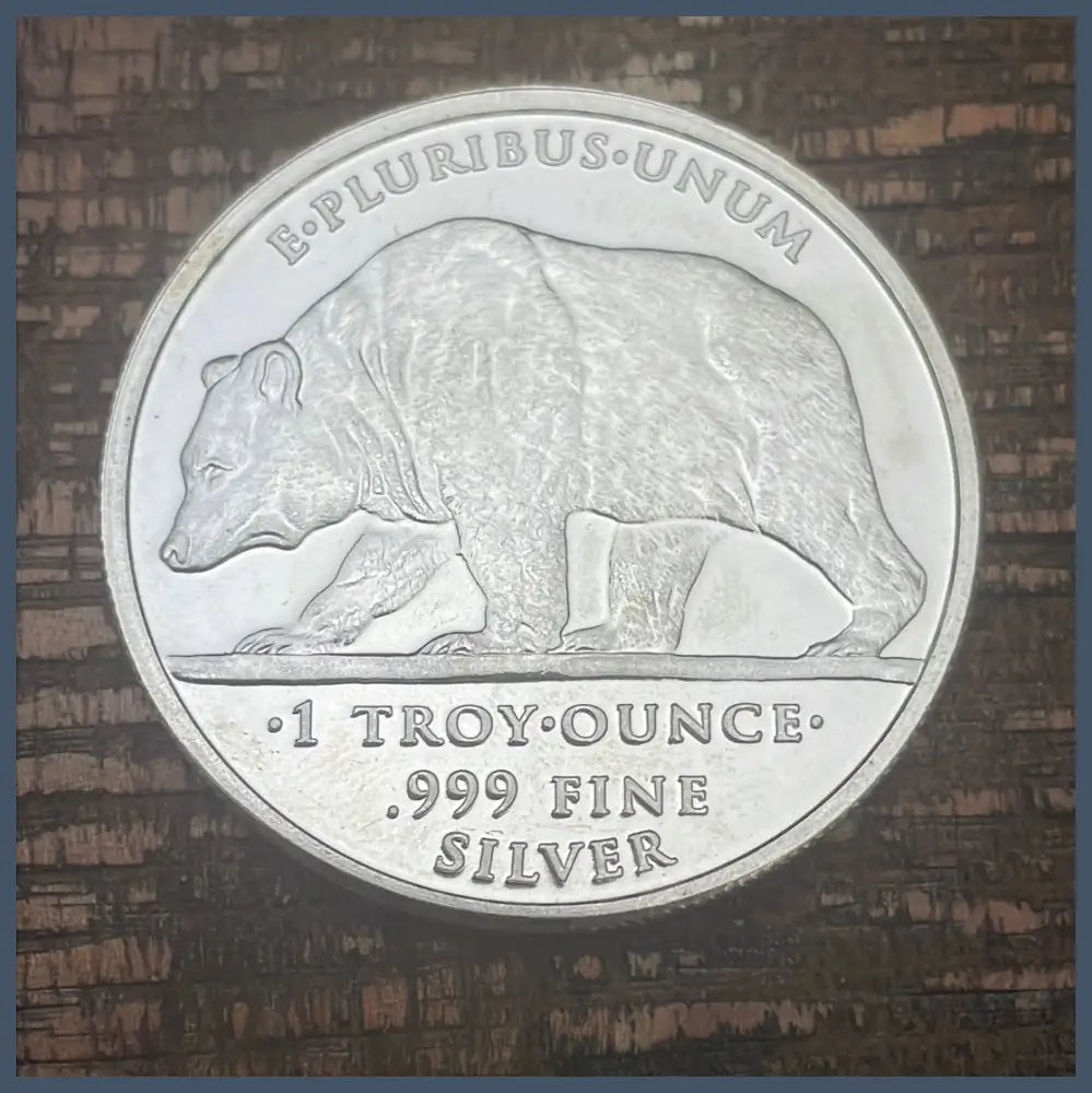 1 Oz California Bear Liberty Gold Miner.999 Silver Round ~ Collectible