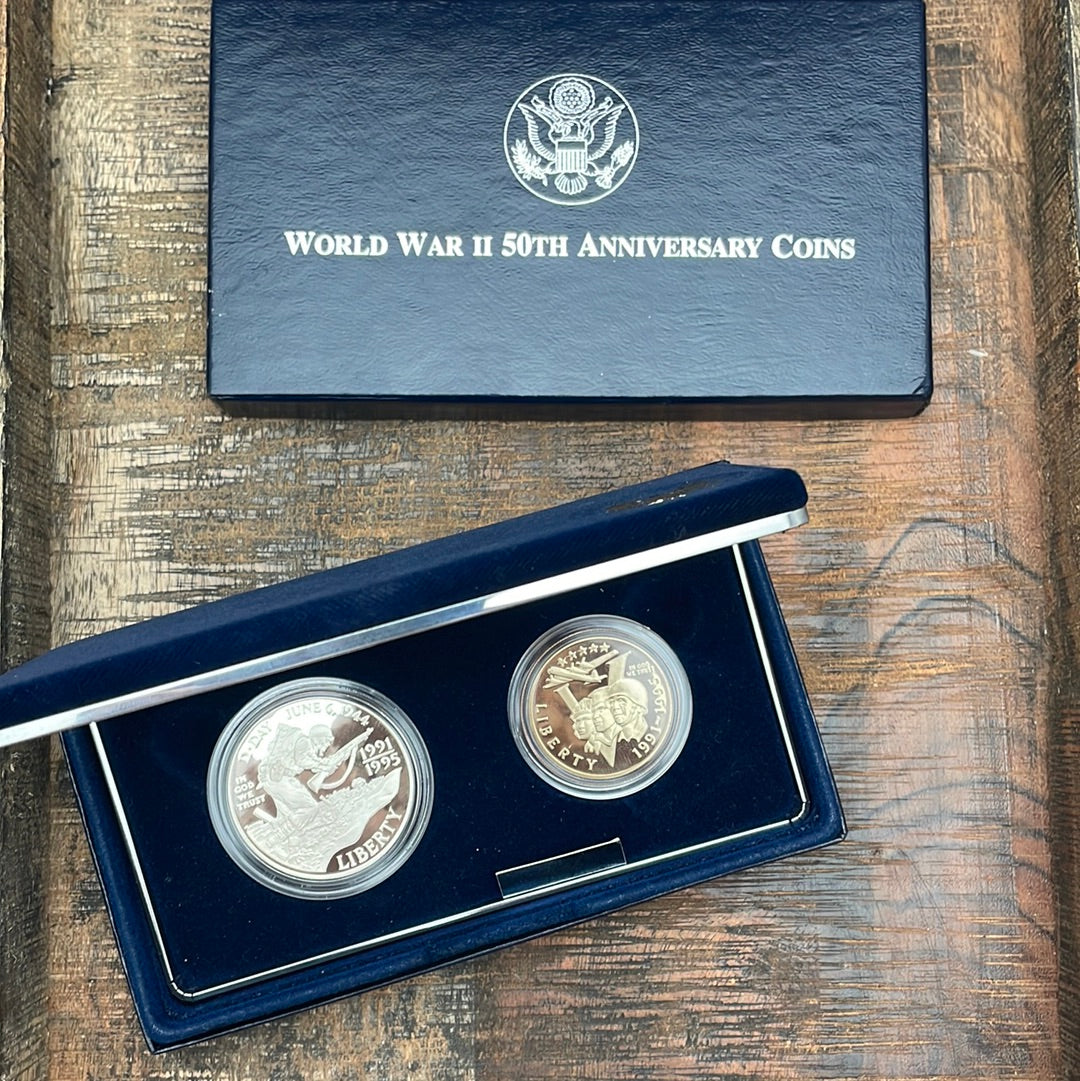 1991-1995 (1993) W&P World War II 50th Anniversary Proof 2 Coin Set