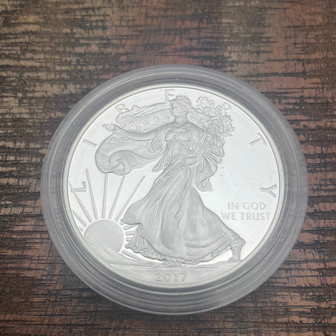 2017-W $1 US American Silver Eagle Proof Coin~Capsule, Presentation Case, Box, with COA.