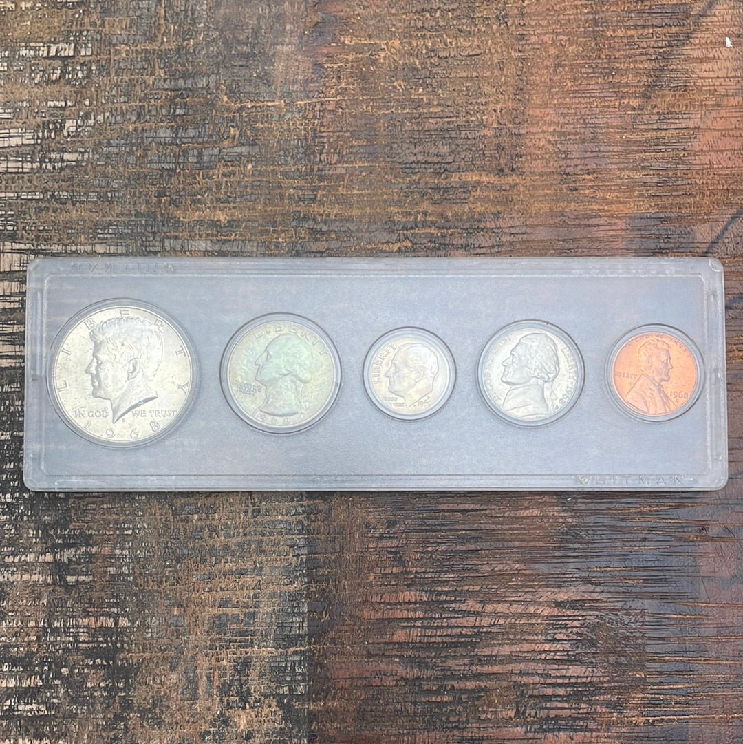 1968 Birth Year Set, 5 coin set with 40% Silver Half Dollar