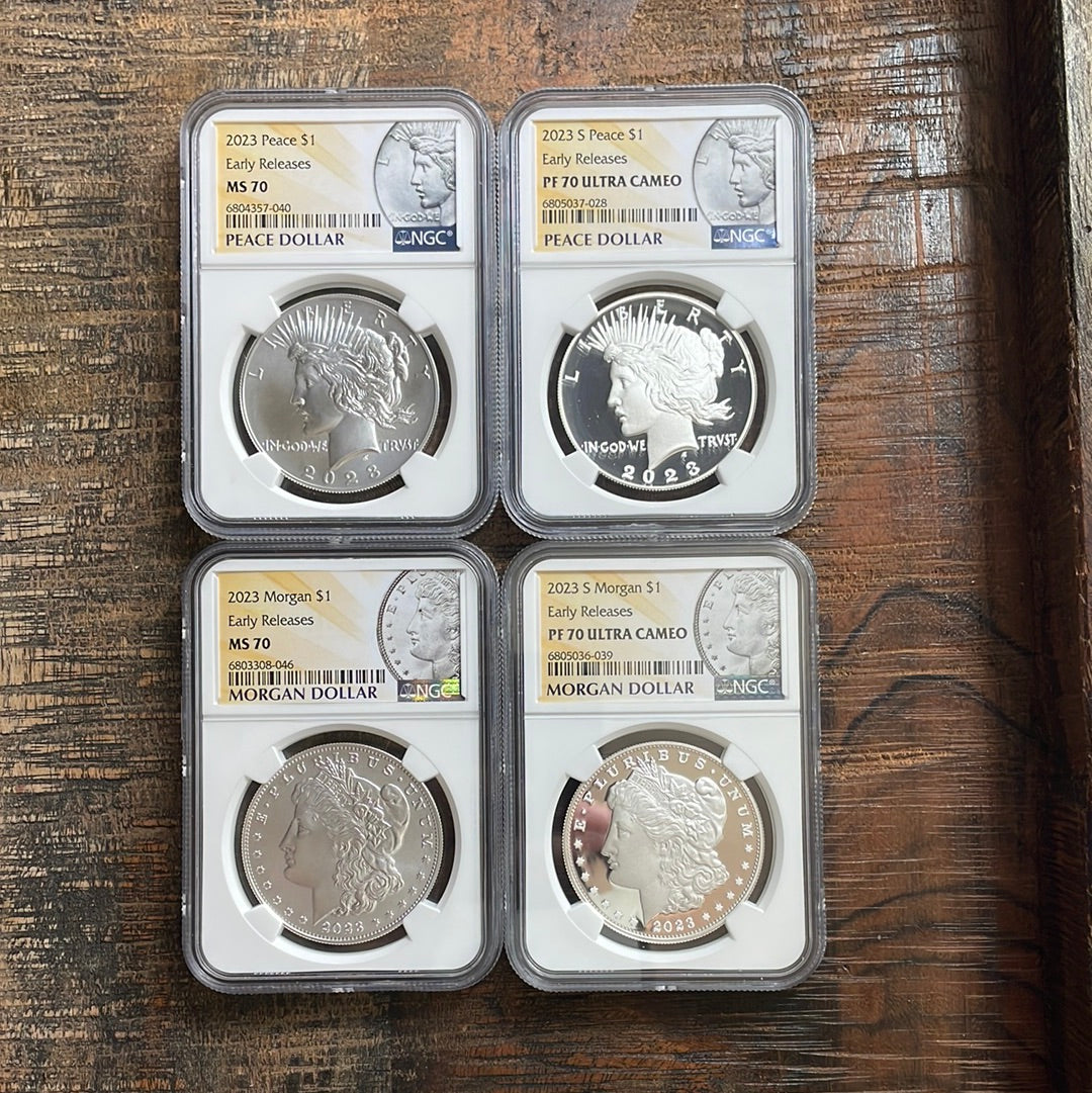 2023 Morgan & Peace Dollar Sets P & S. NGC Early Releases MS70 & PF70 Ultra Cameo