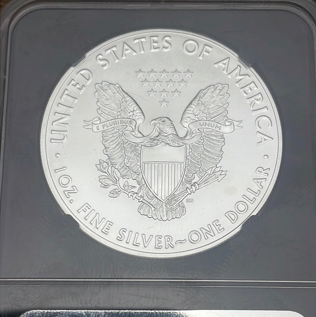 2021-W $1 US American Silver Eagle, Heraldic Eagle T-1, First Release, NGC MS70