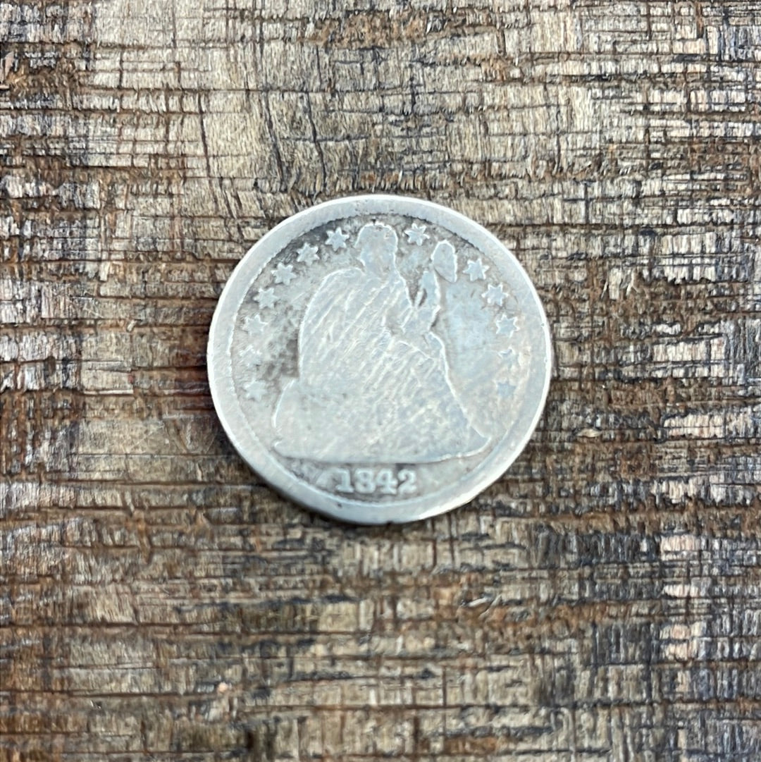 1842 10c US Seated Liberty Dime - 90% Silver