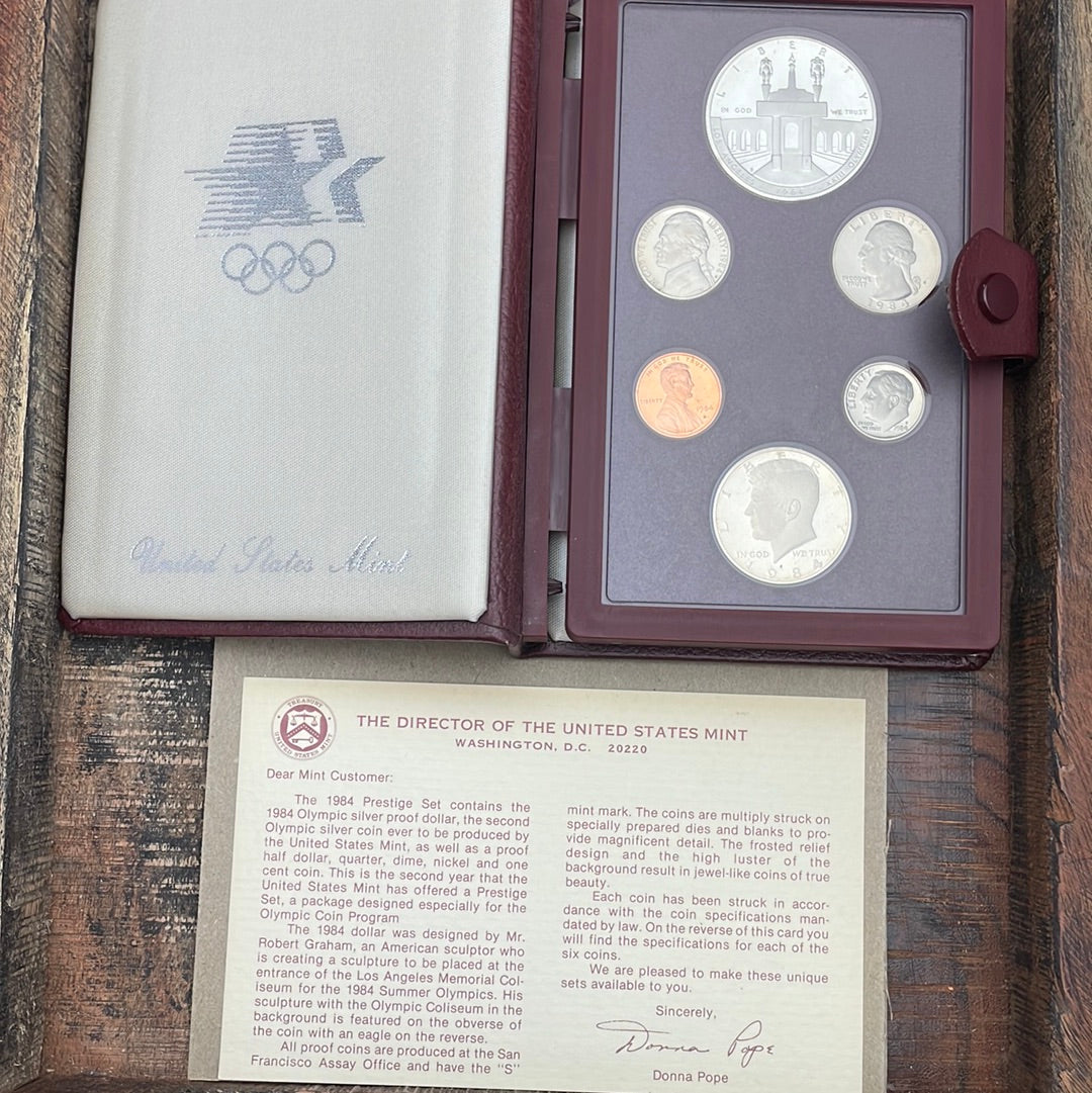 1984-S US Mint Olympic Prestige Set 6 Proof Coins in OGP w/ COA