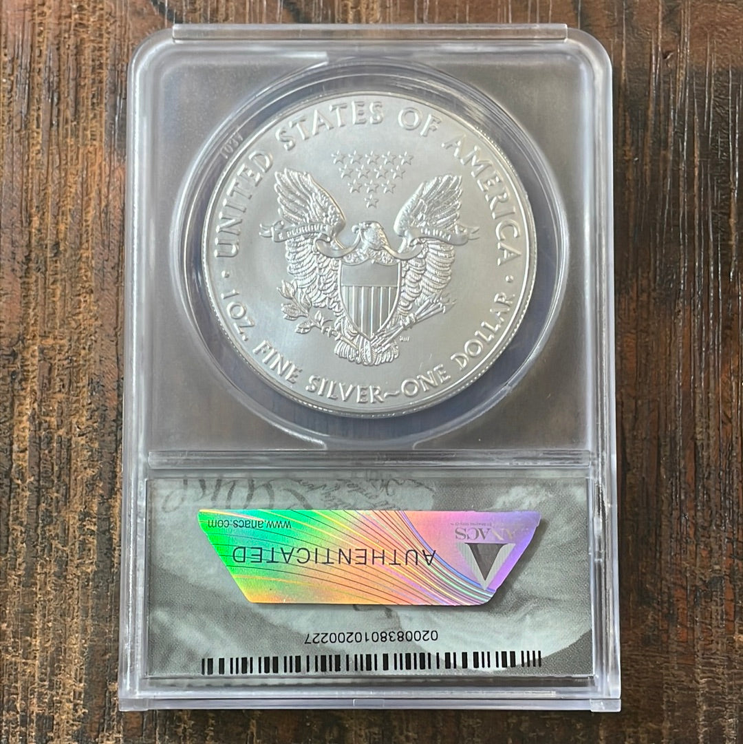 2020 $1 US American Silver Eagle, Emergency Production Assistance, Struck at Philadelphia Mint, A first strike coin, ANACS MS69