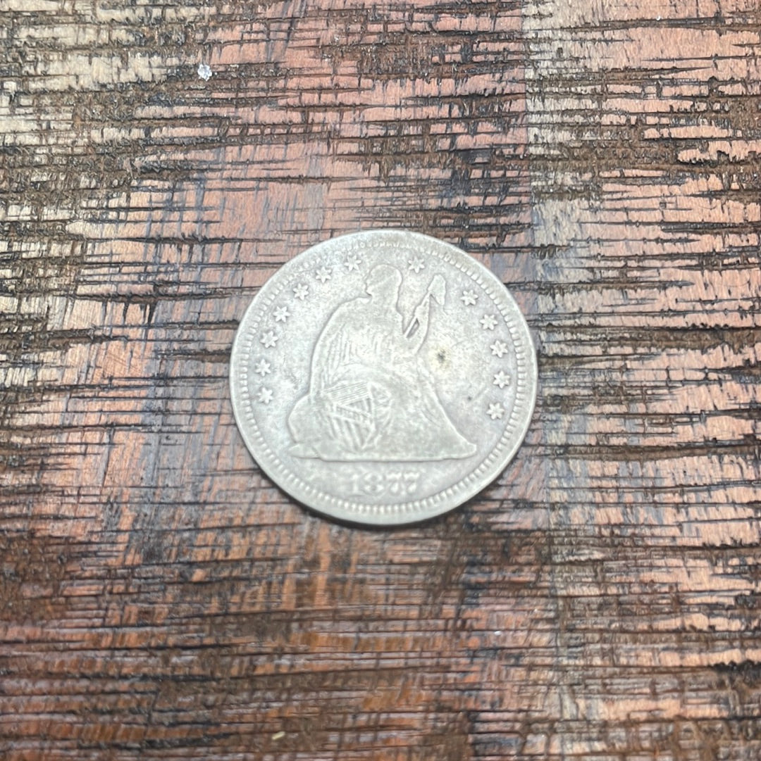 1877-S 25c US Seated Liberty Quarter ~Variety 4 Resumed with weight Standard of Variety 5