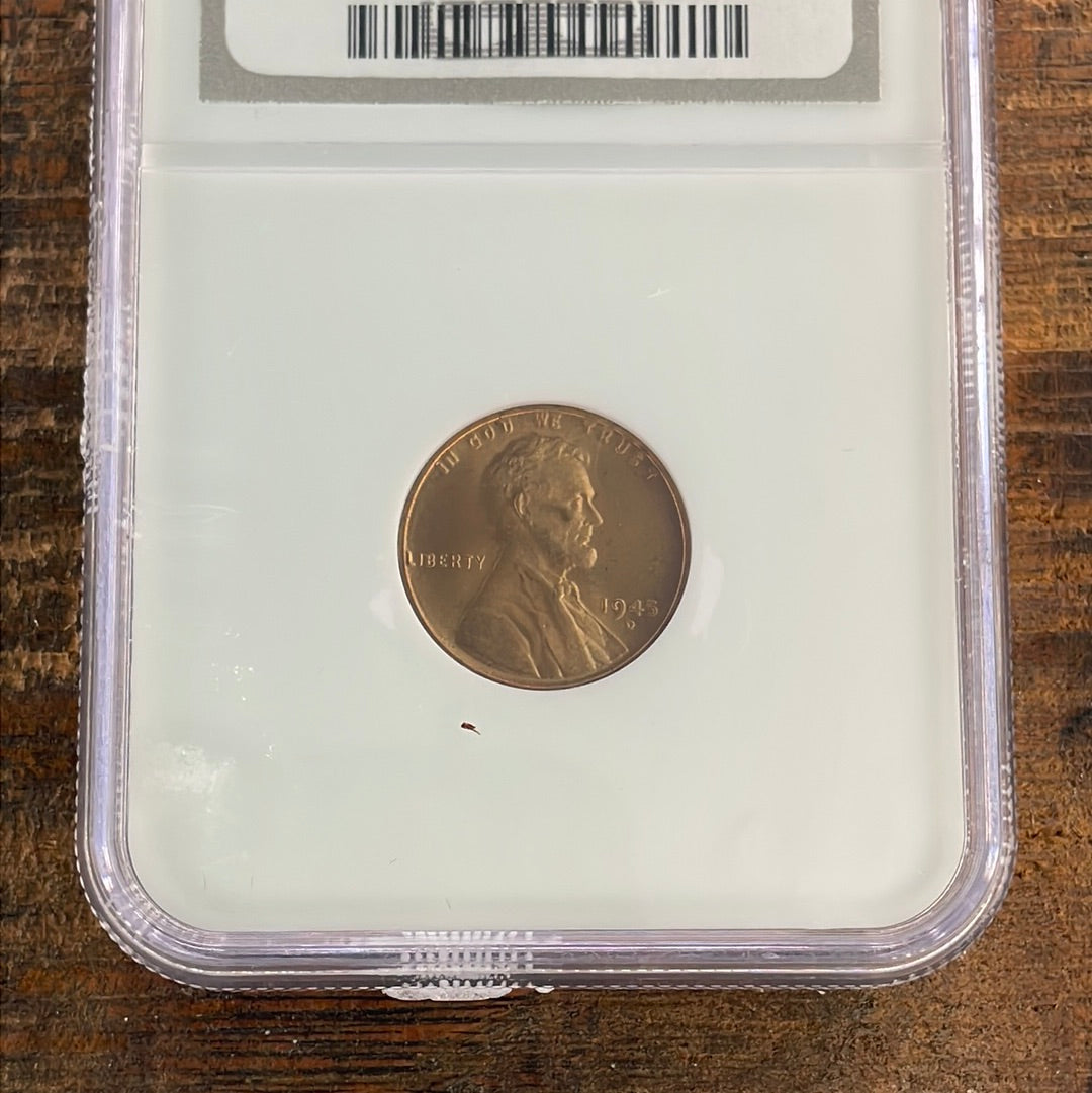 1945-D 1c US Lincoln Wheat Cent NGC MS67 RD