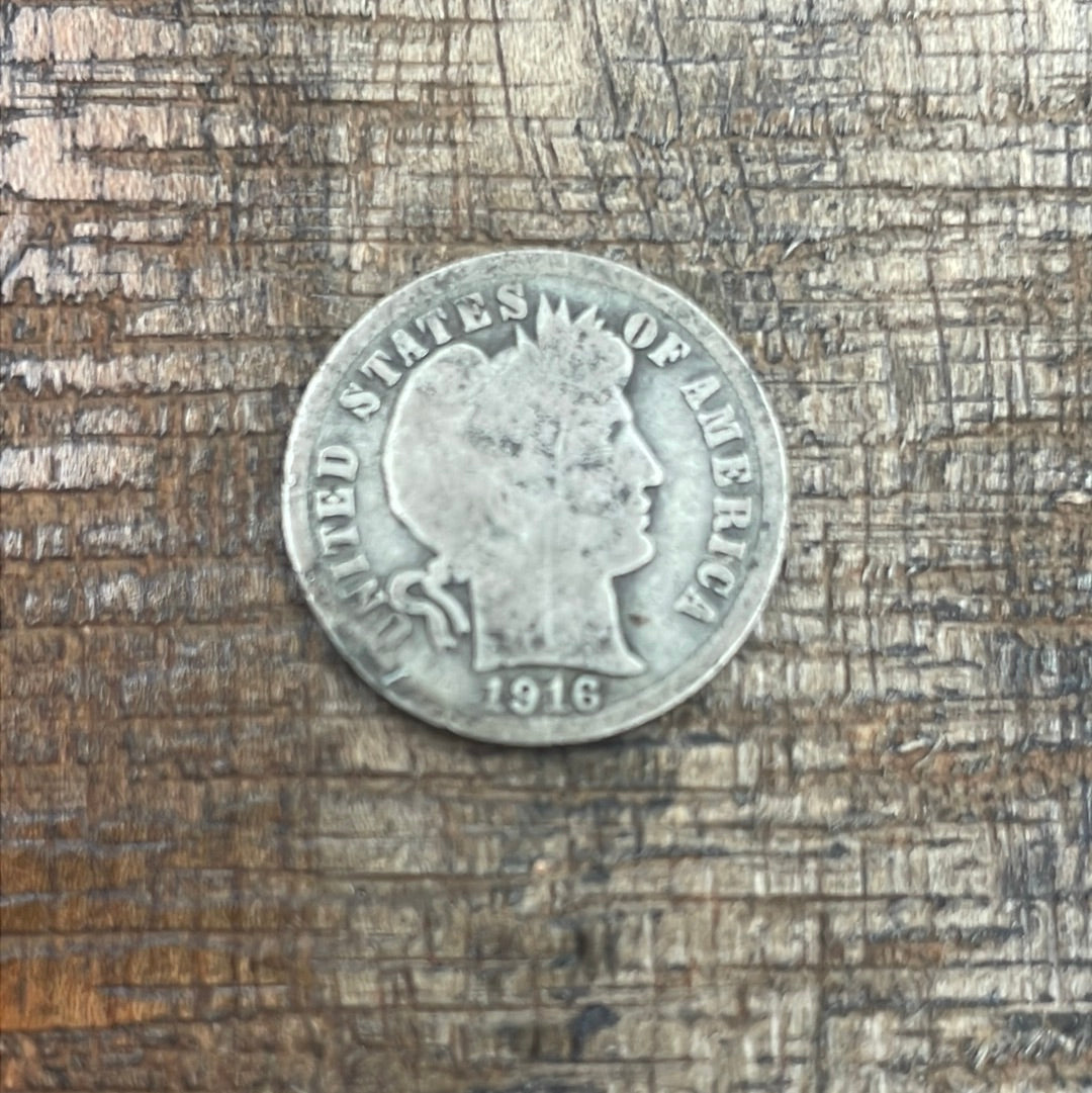 1916 10c US Barber Dime - 90% Silver