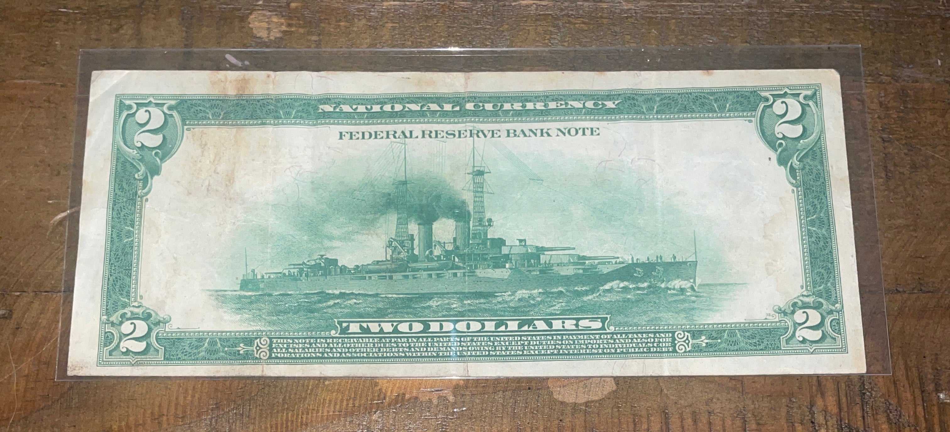 1918 $2 FRBN, Fr. 751 BATTLESHIP - NEW YORK 2nd RAREST! Problem-Free VF