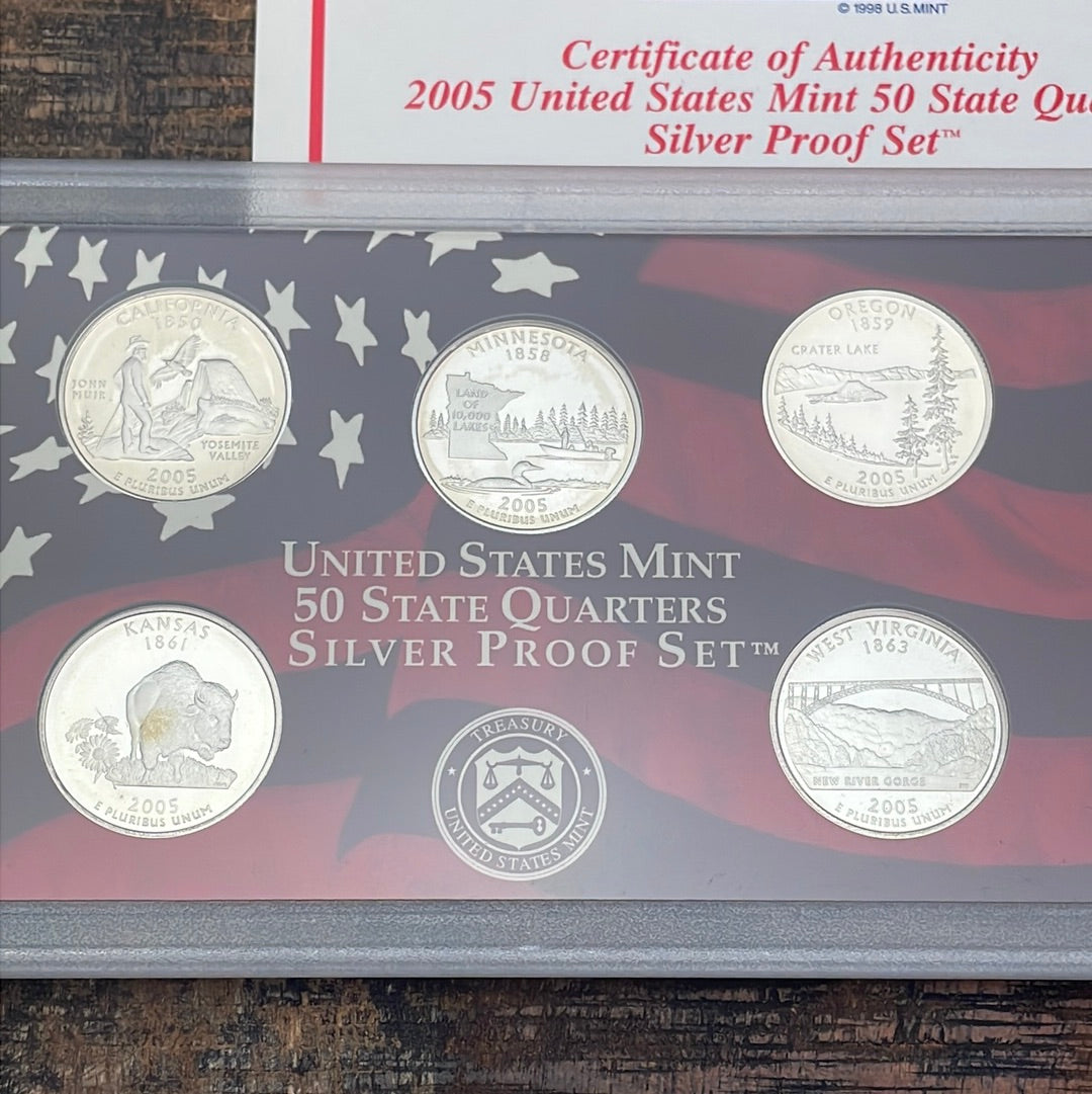 2005 US Mint 50 Staes Quarters Silver Proof Set in OGP with COA