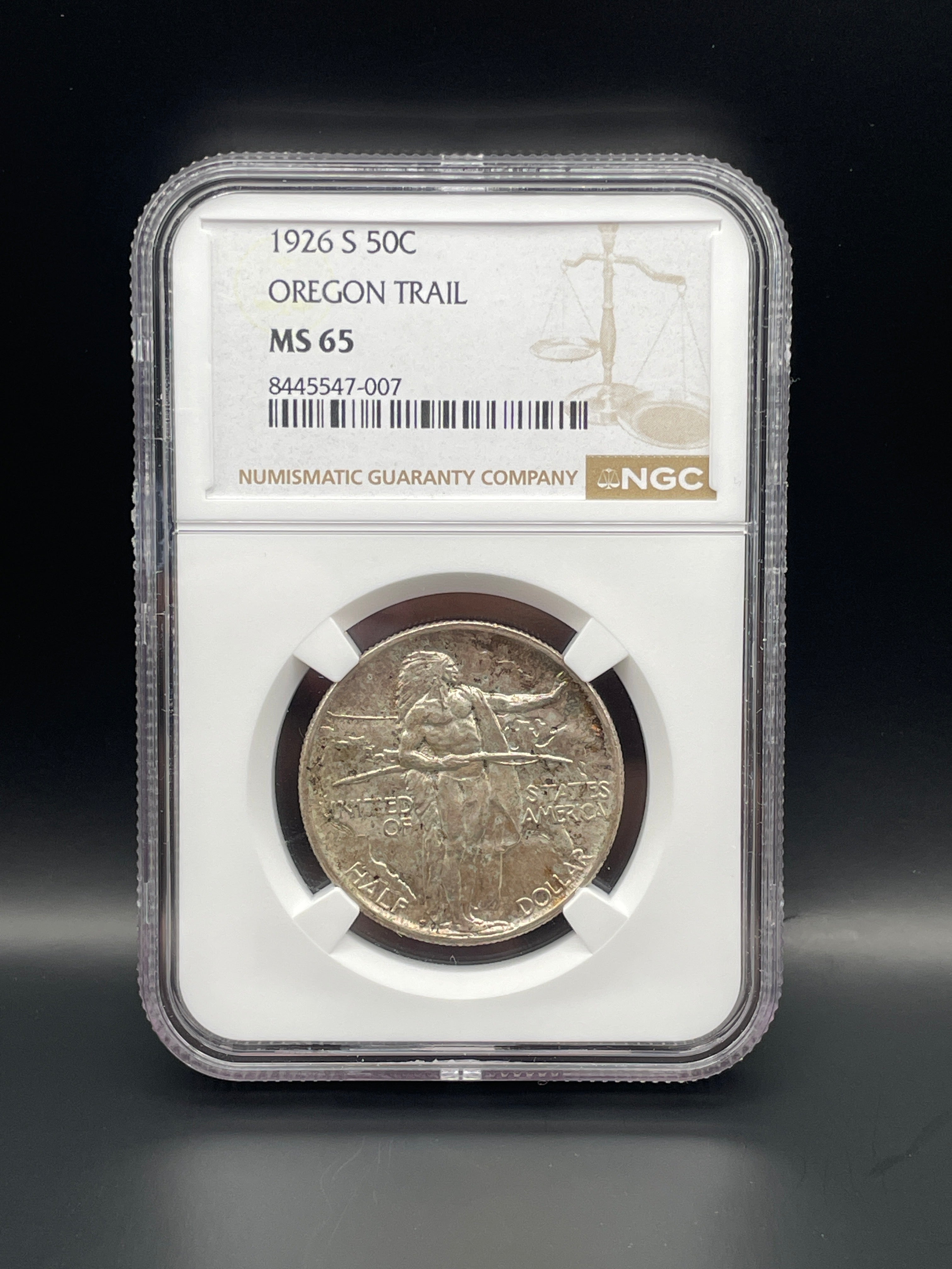 1926-S 50C Oregon Trail Commemorative Silver Half Dollar NGC MS65