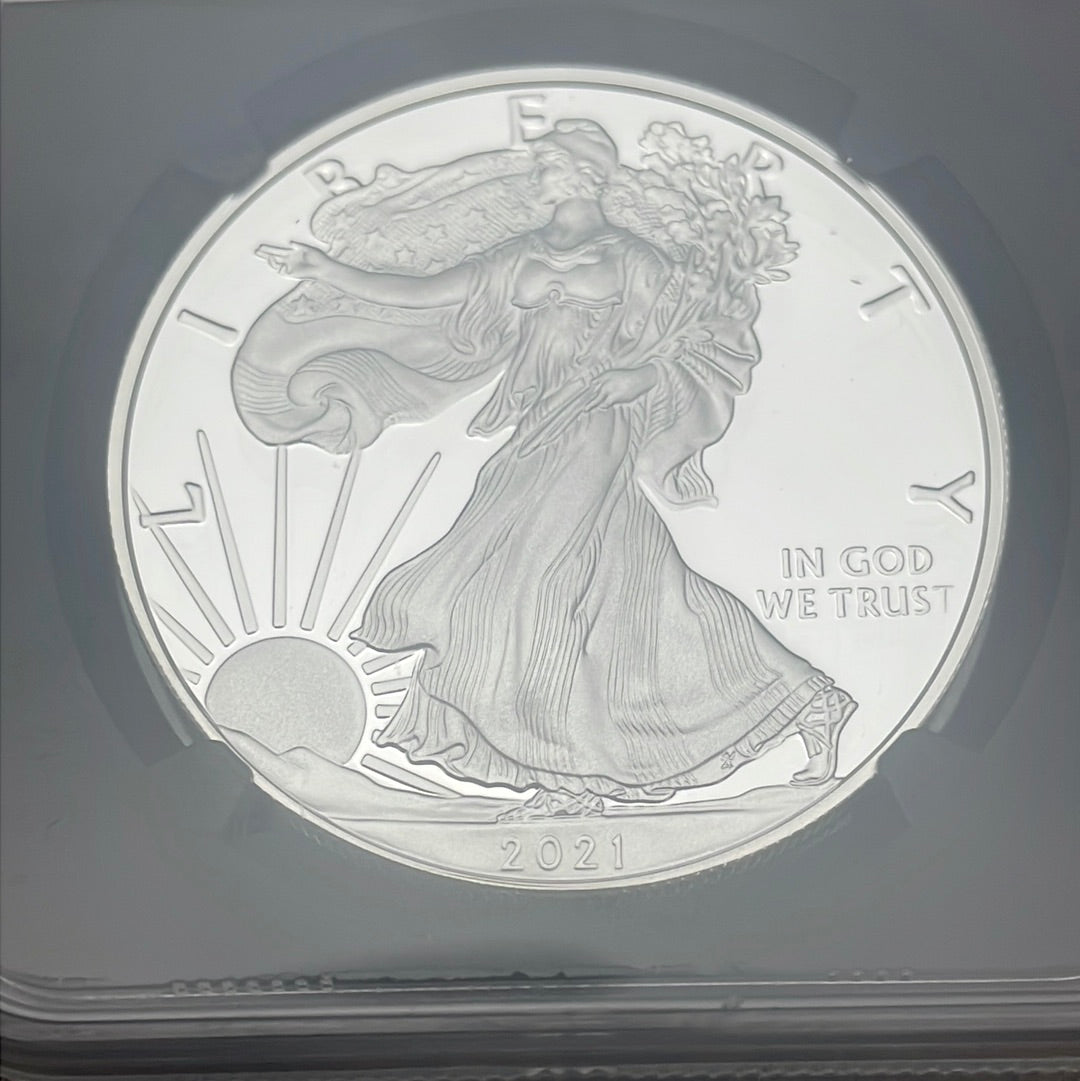 2021-W $1 US American Silver Eagle~ Heraldic Eagle T-1~ Congratulations Set~ FDOI~ NGC PF70 Ultra Cameo ~ Mercanti Signed