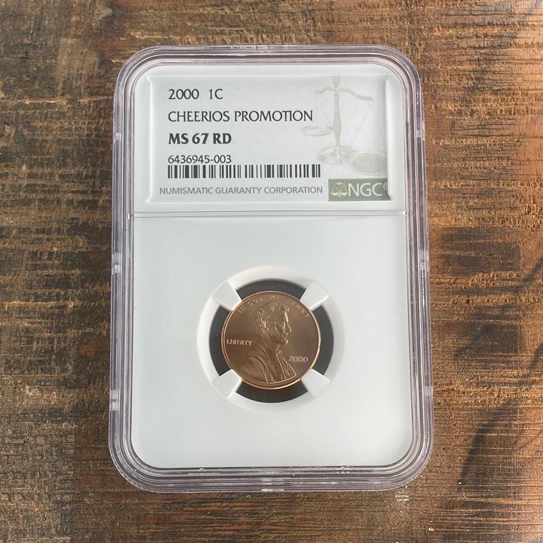 2000 1c US Lincoln Memorial Cent “Cheerios Promotion” NGC MS67 RD