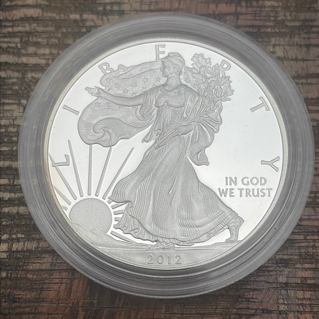 2012-W $1 US American Silver Eagle Proof Coin~Capsule, Presentation Case, Box, with COA.