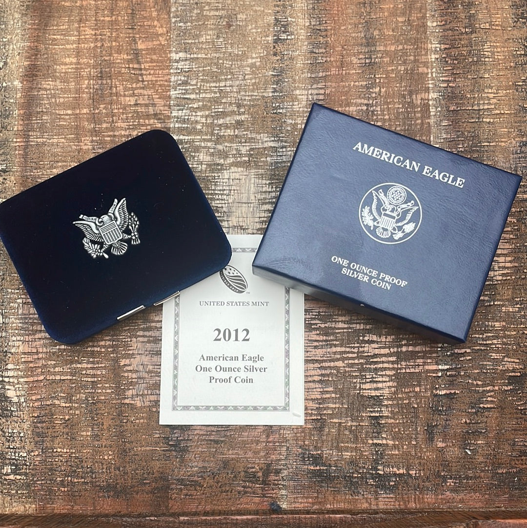 2012-W $1 US American Silver Eagle Proof Coin~Capsule, Presentation Case, Box, with COA.