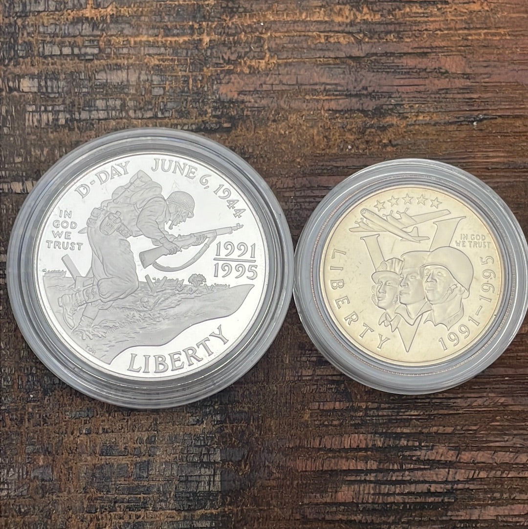 1991-1995 (1993) W&P World War II 50th Anniversary Proof 2 Coin Set