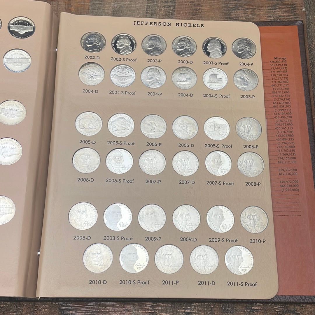 1938-2011 5C US Jefferson Nickels Complete Book - Includes Proof-Only Issues
