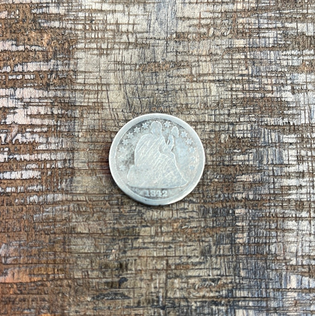 1842 10c US Seated Liberty Dime - 90% Silver