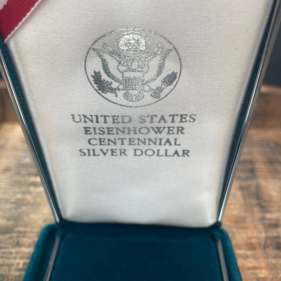 1990 US Eisenhower Centennial Silver Dollar Proof Coin in OGP