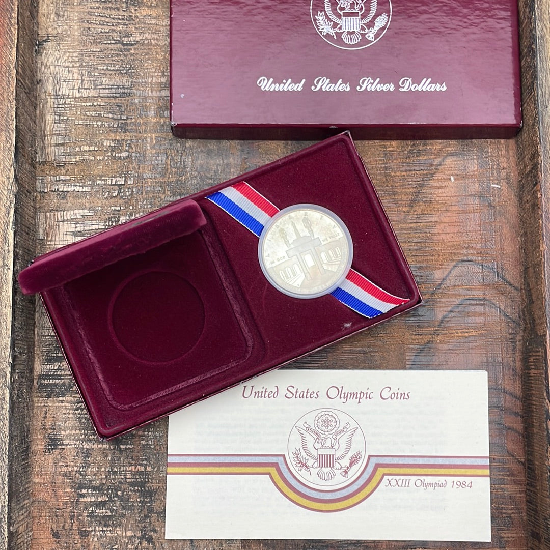 1984-S US $1 Los Angeles XXIII Olympiad Silver Proof Coin in OGP w/ COA