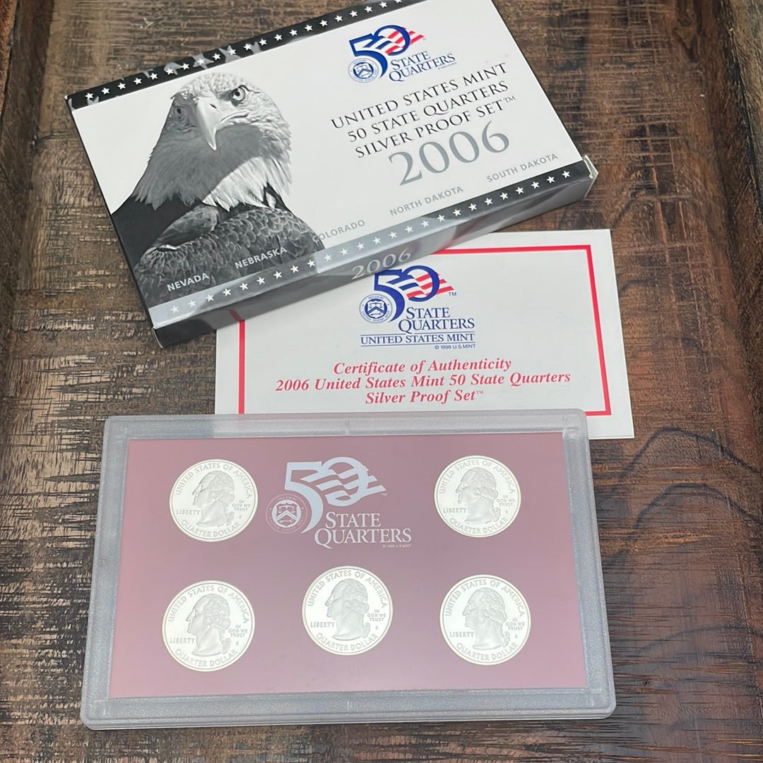 2006 US Mint 50 State Quarters Silver Proof Set in OGP with COA