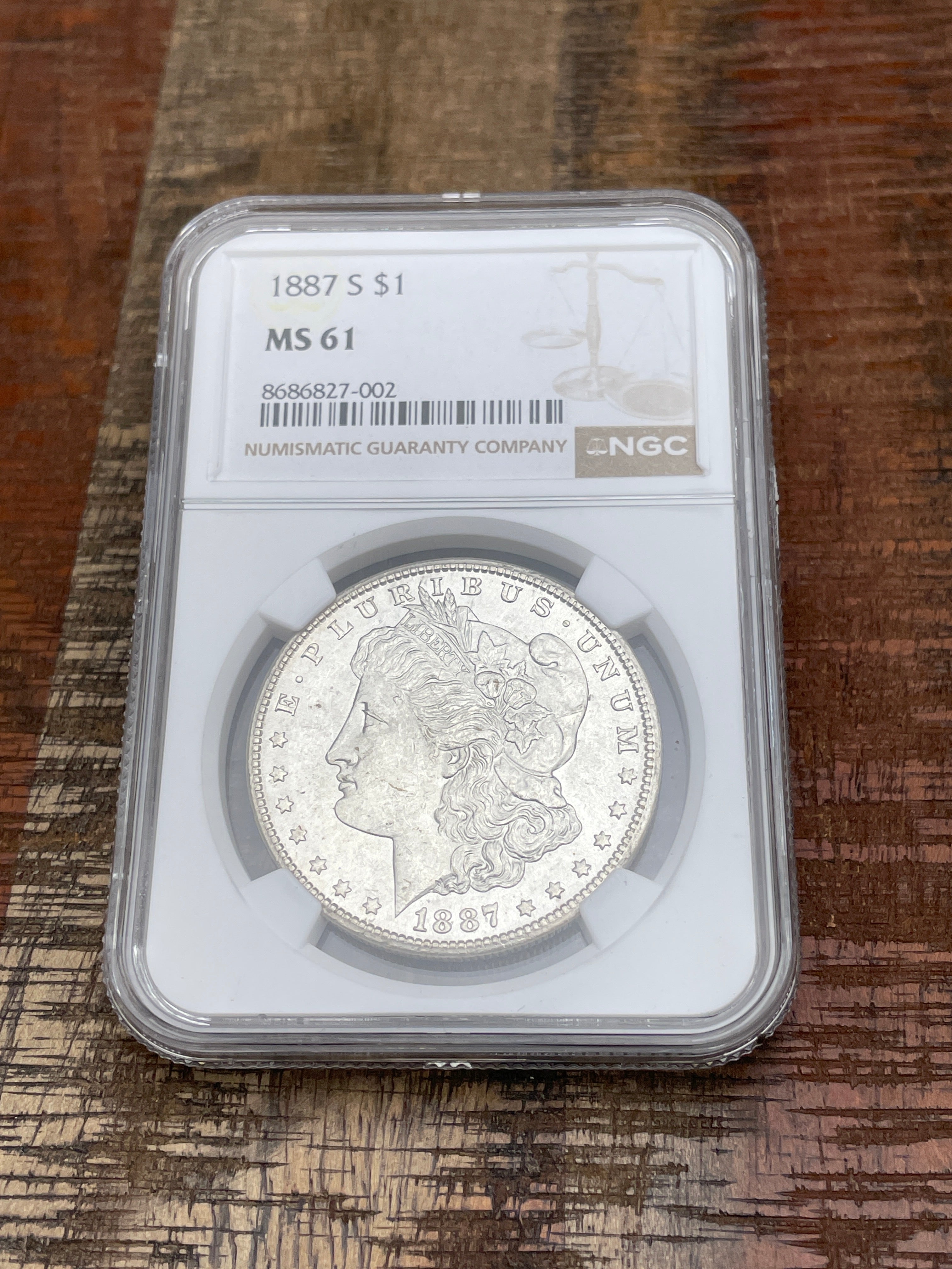 1887 S US $1 Morgan Silver Dollar NGC MS61