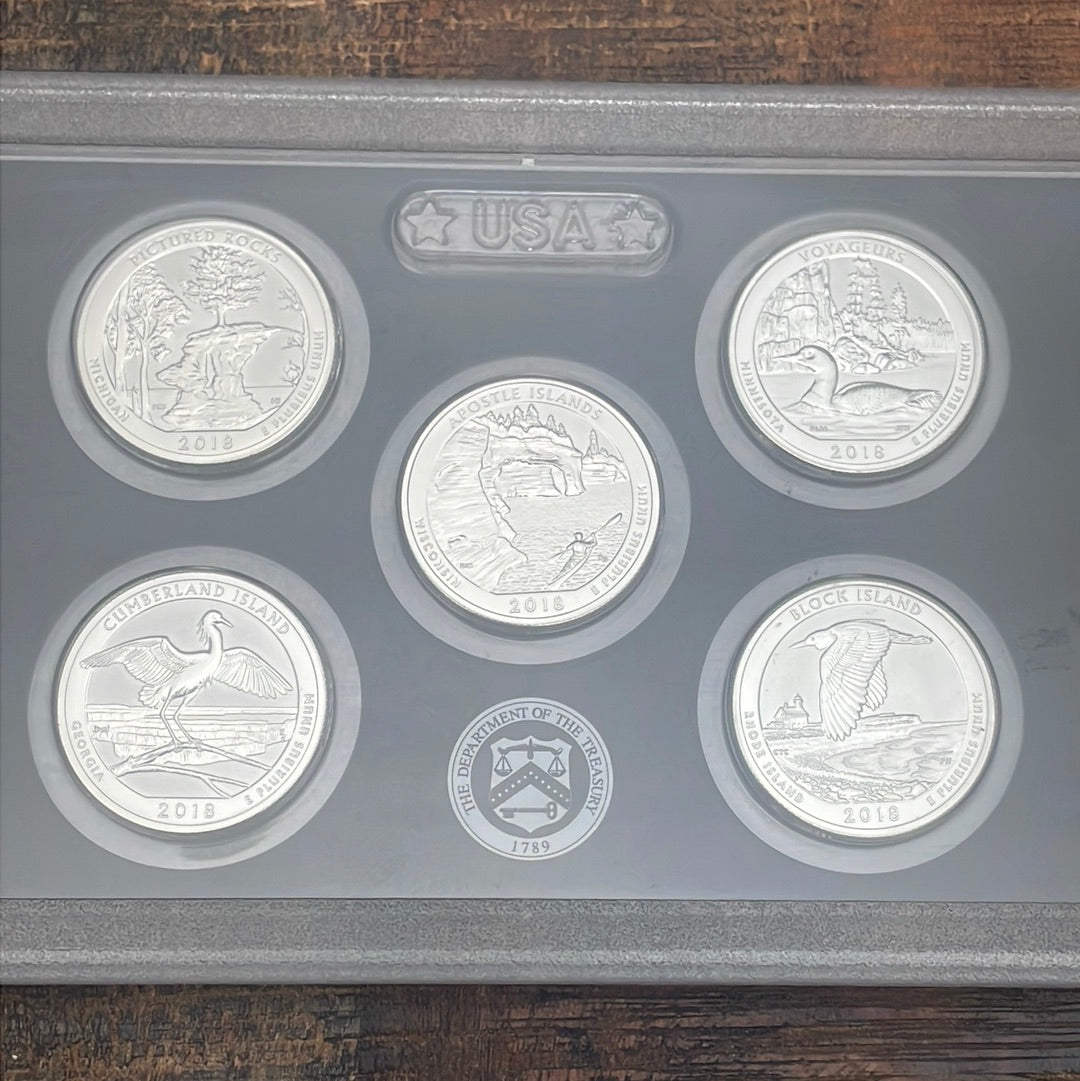 2018 Quarters Silver Proof Set, Reverse Proof, no BOX