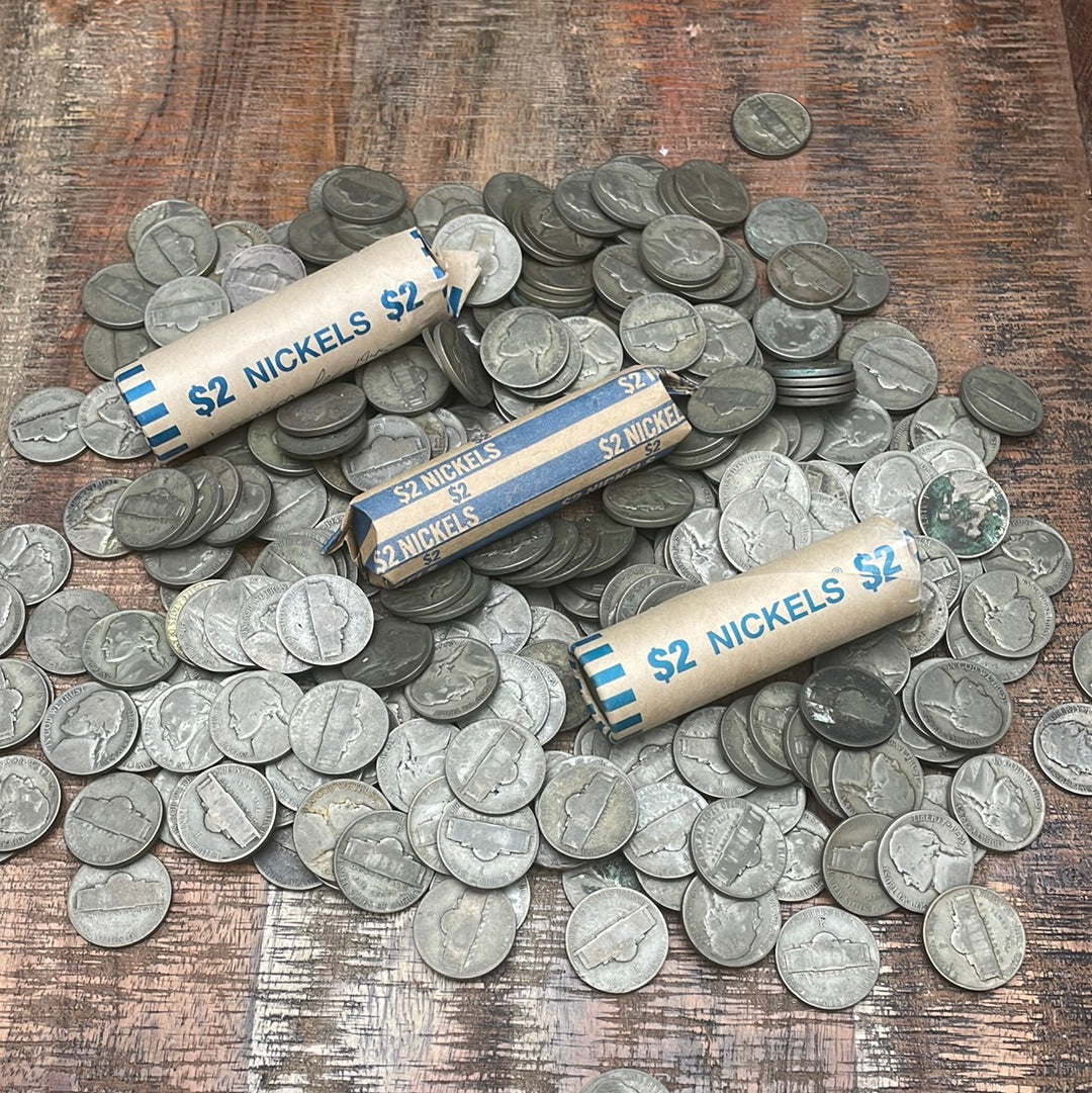 1942-1945 5C US Jefferson Nickels ~ 35% Silver ~ 1 roll of 40