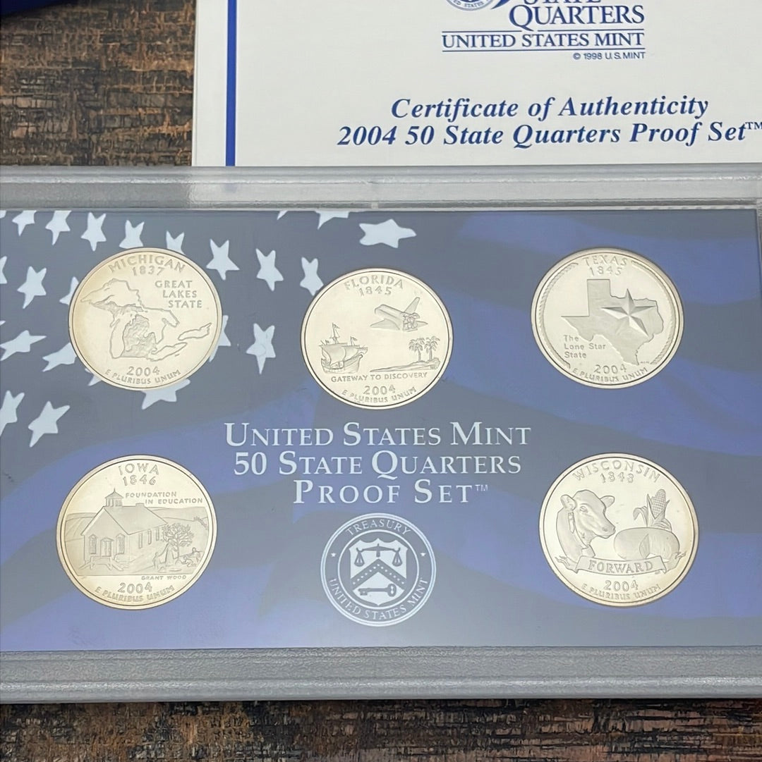 2004 US Mint 50 State Quarters Proof Set in OGP with COA