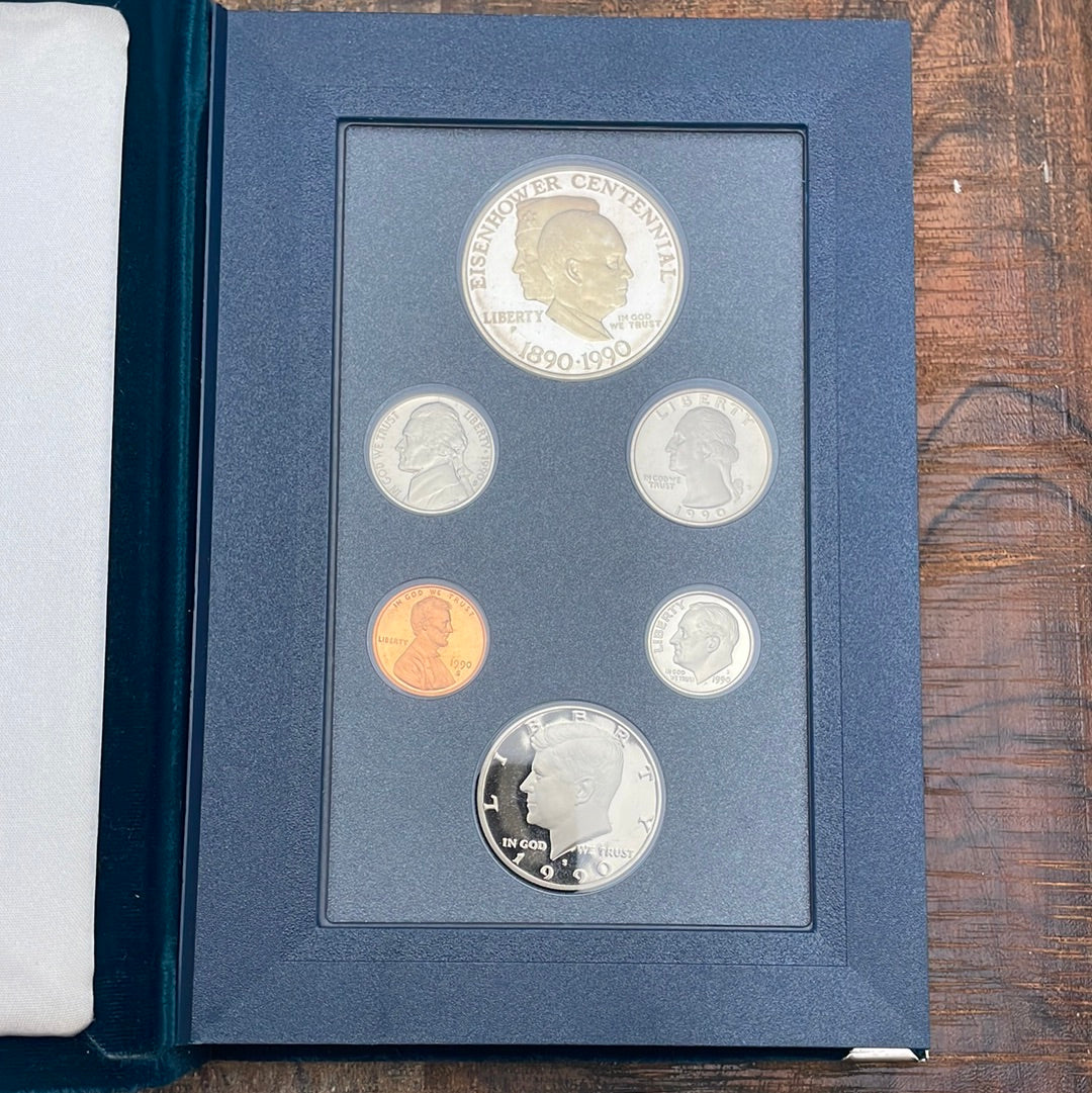 1990 US Prestige Set Eisenhower Silver Dollar 6 Proof Coins in OGP w/ COA